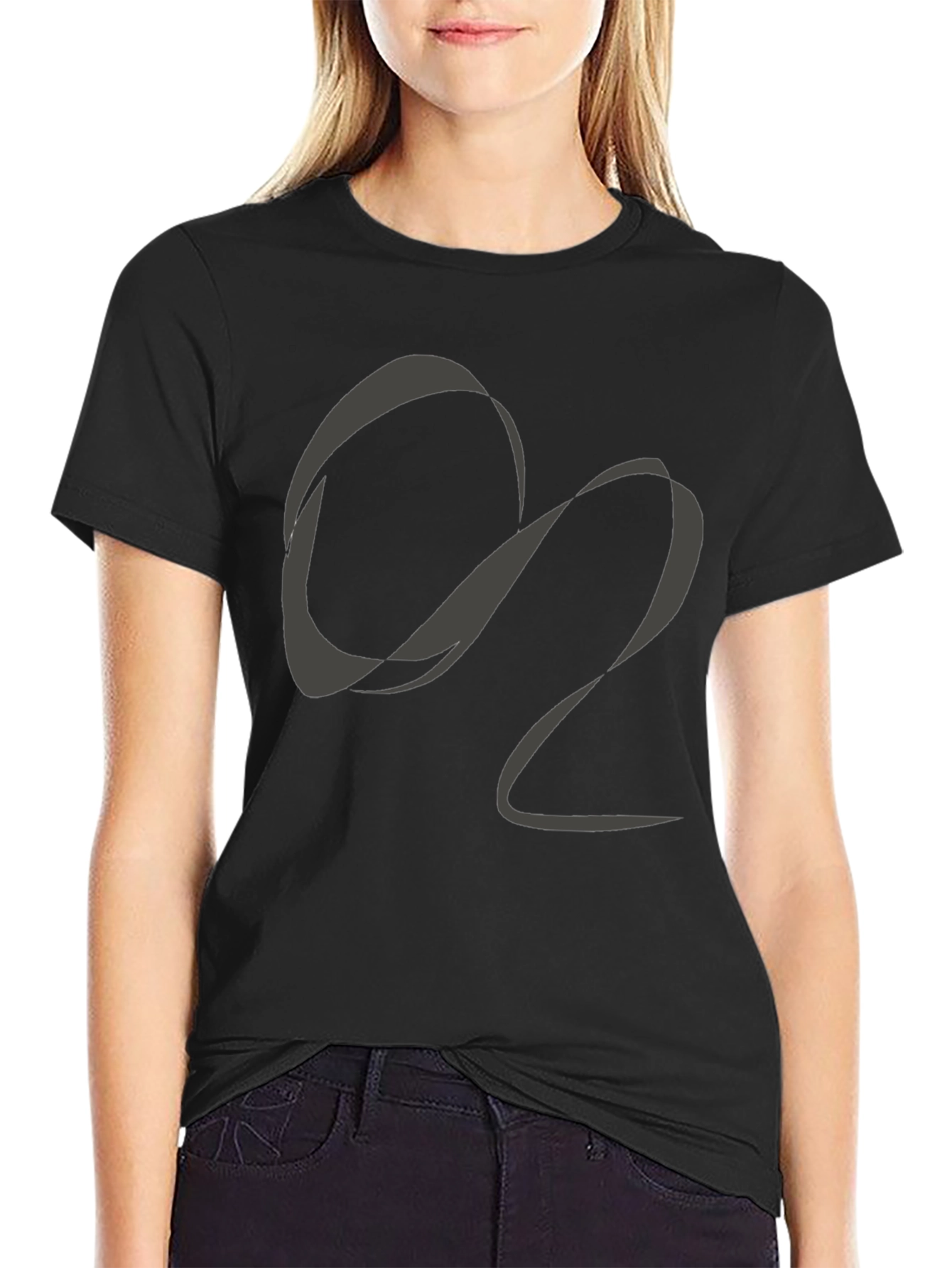 Abstract O2 Graphic Print Black T-Shirt