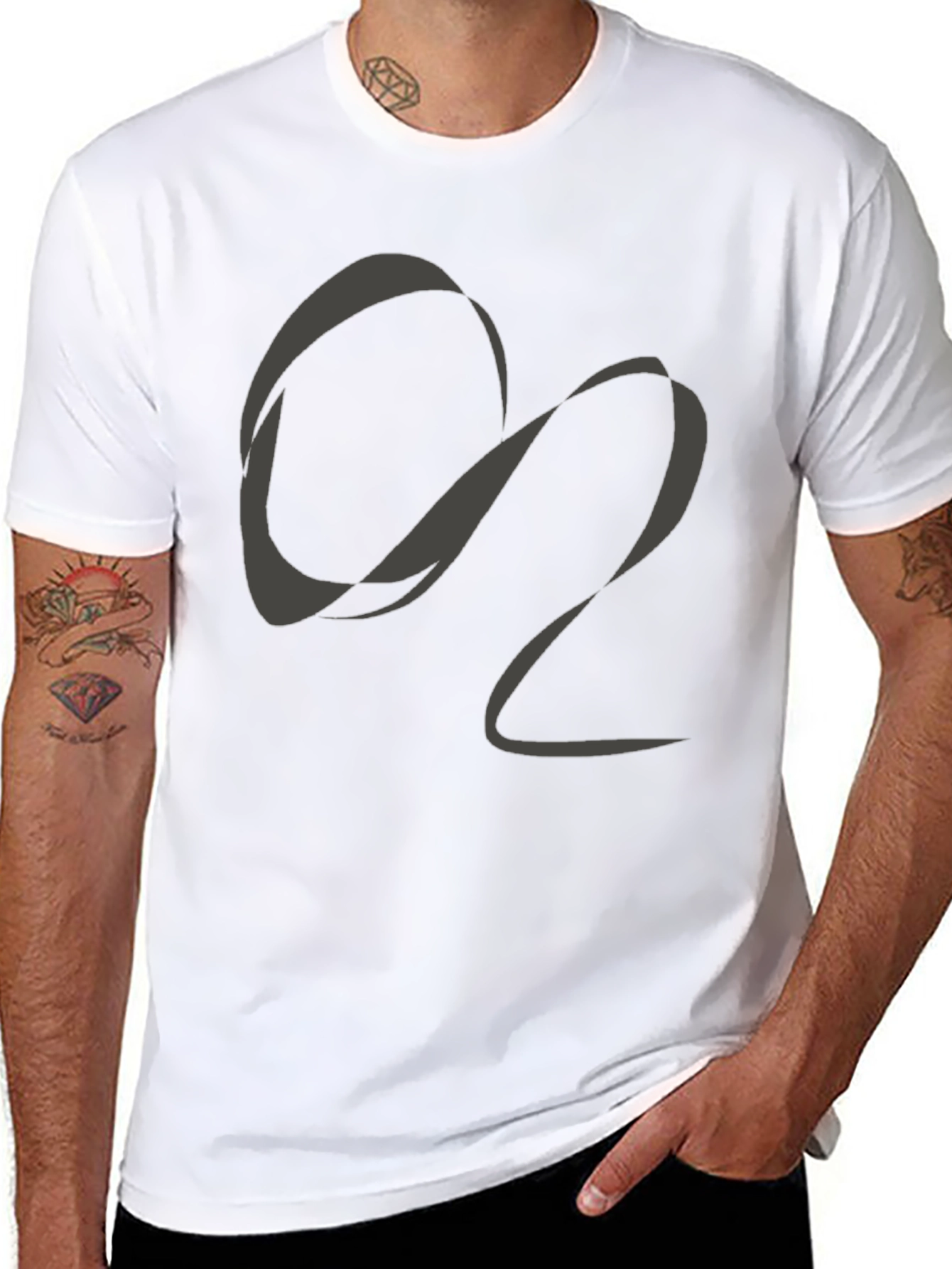 Abstract O2 Graphic Print Black T-Shirt