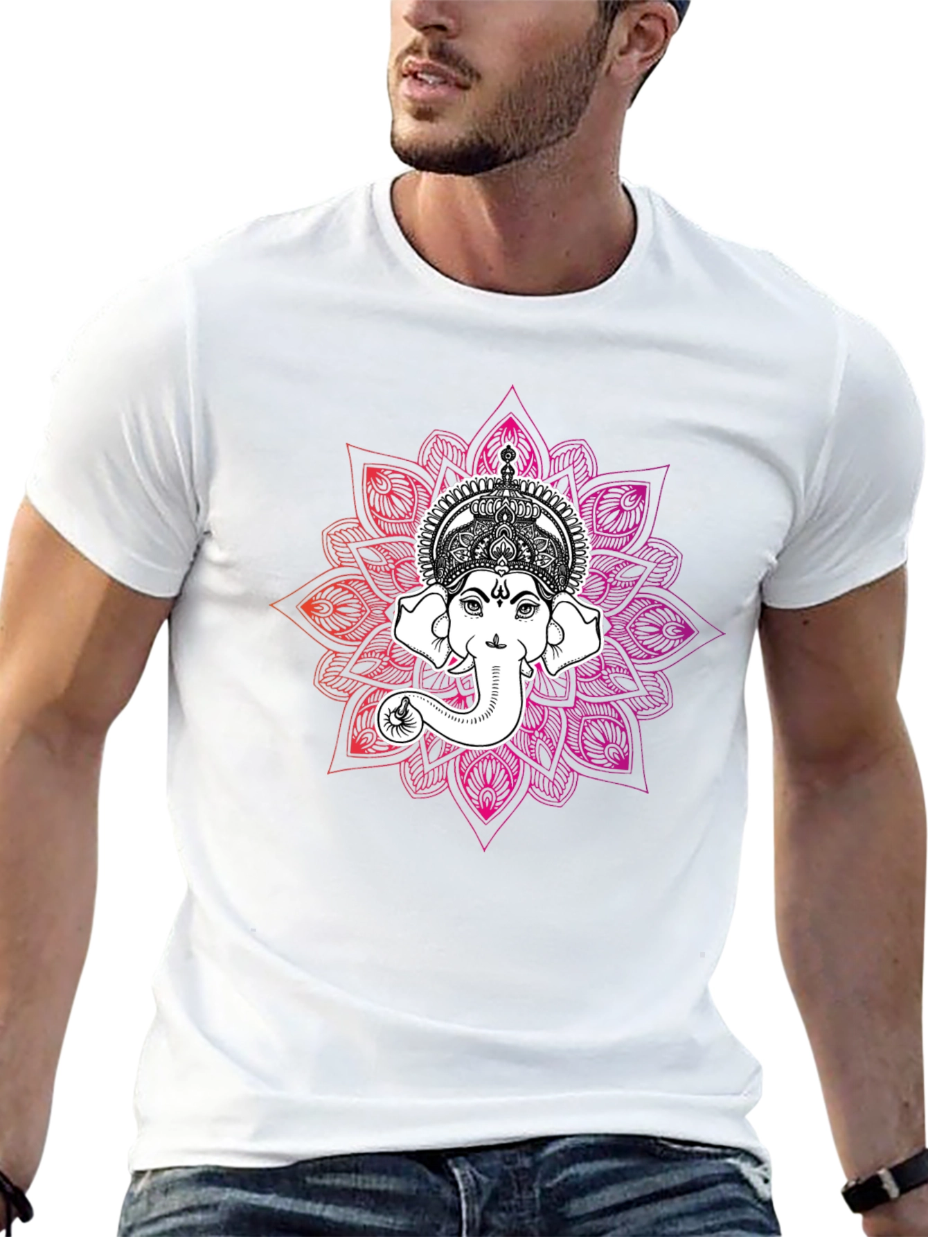 Ganesh Mandala Graphic T-Shirt - Black