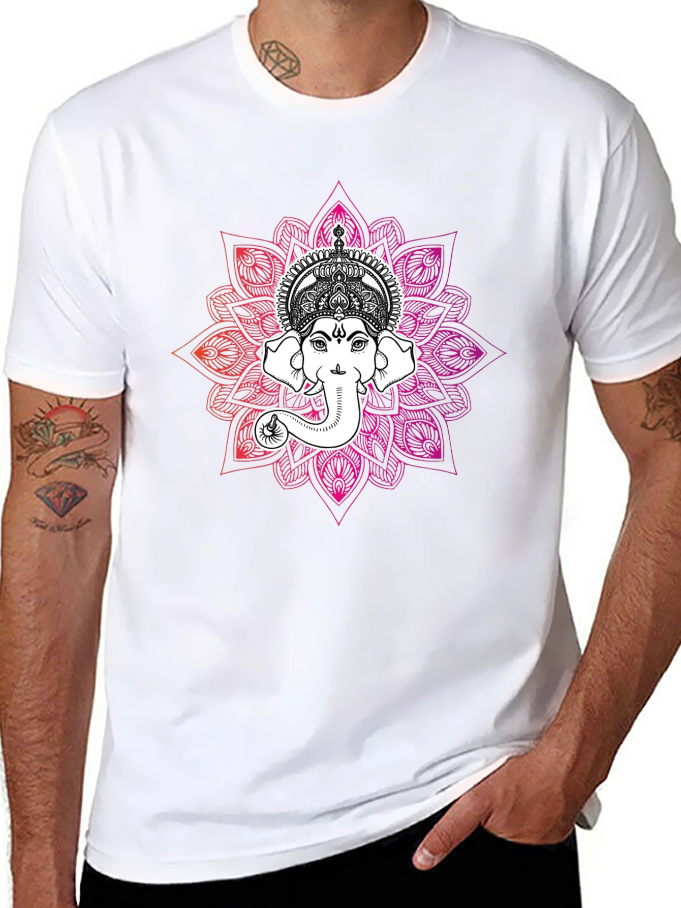 Ganesh Mandala Graphic T-Shirt - Black