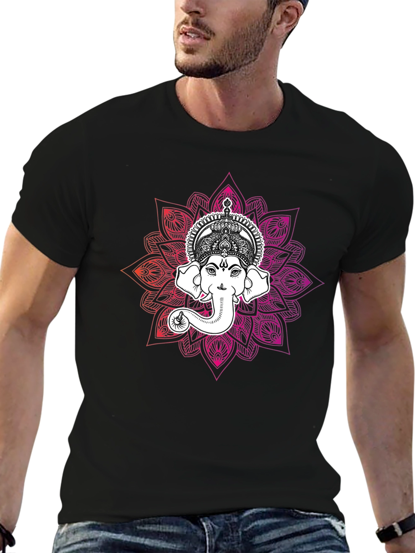 Ganesh Mandala Graphic T-Shirt - Black