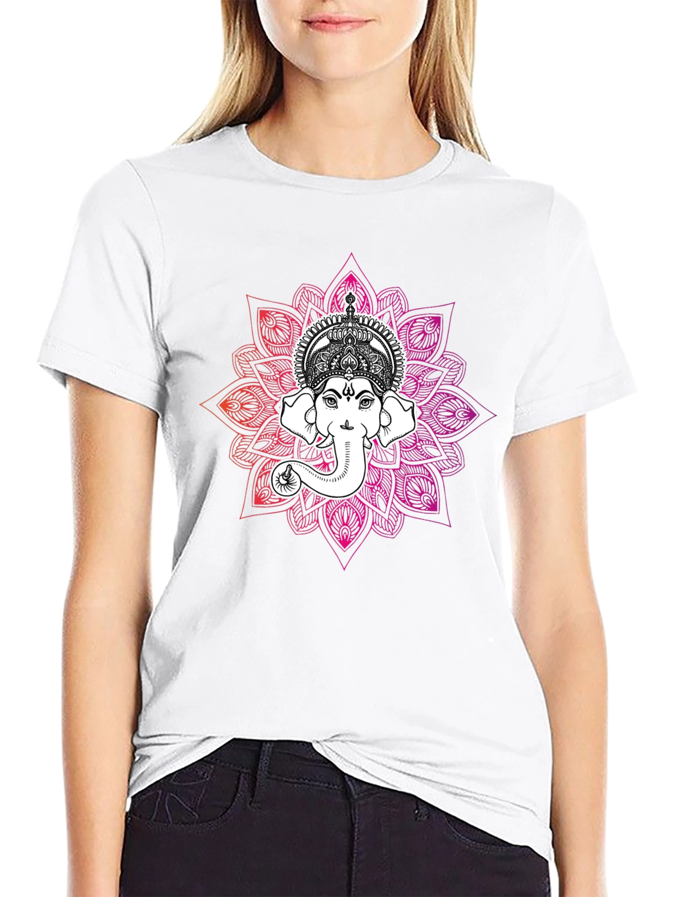 Ganesh Mandala Graphic T-Shirt - Black