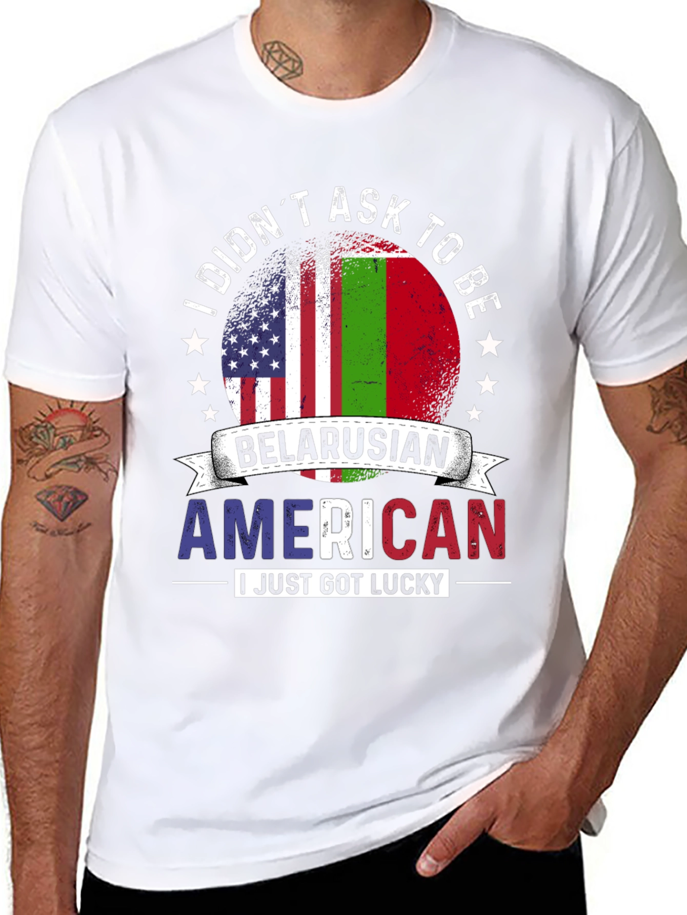 Belarusian American Flag T-Shirt Lucky Patriotic Tee