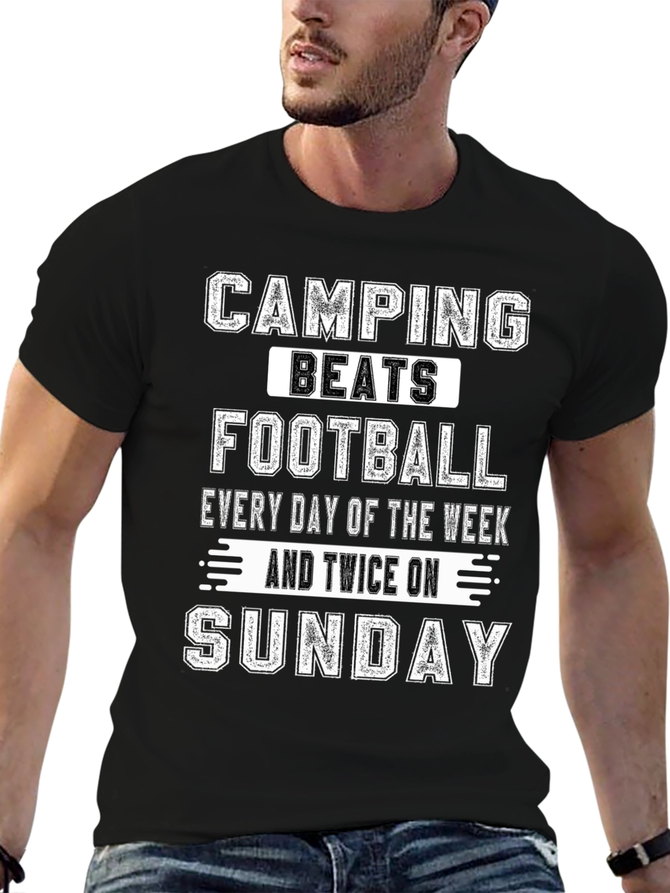 Camping Beats Football T-Shirt