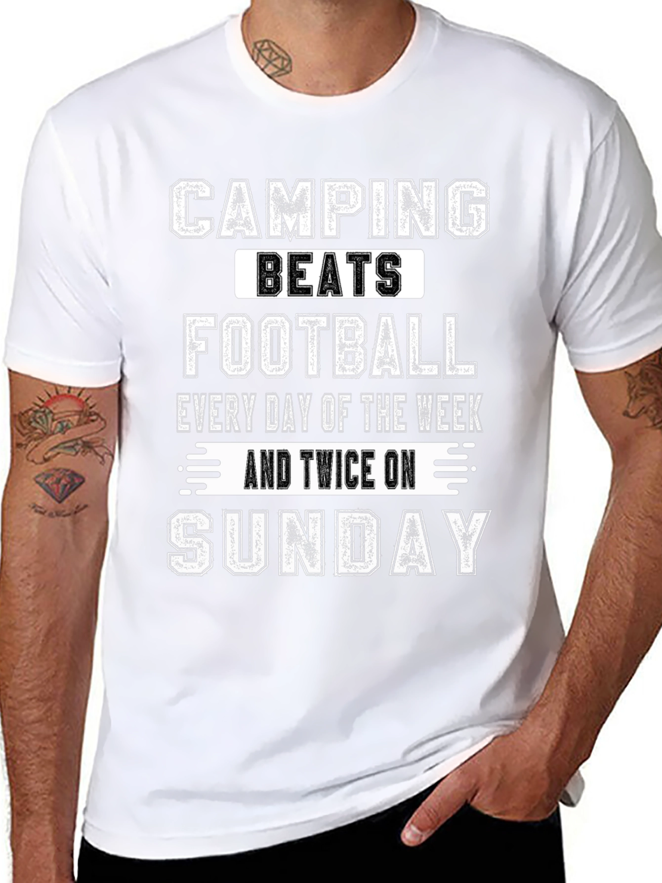 Camping Beats Football T-Shirt