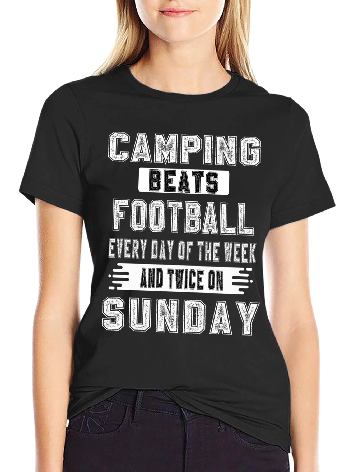 Camping Beats Football T-Shirt