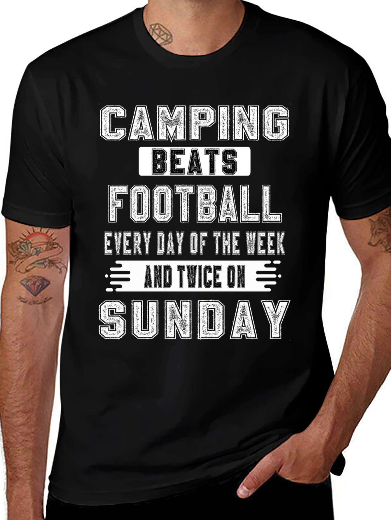 Camping Beats Football T-Shirt