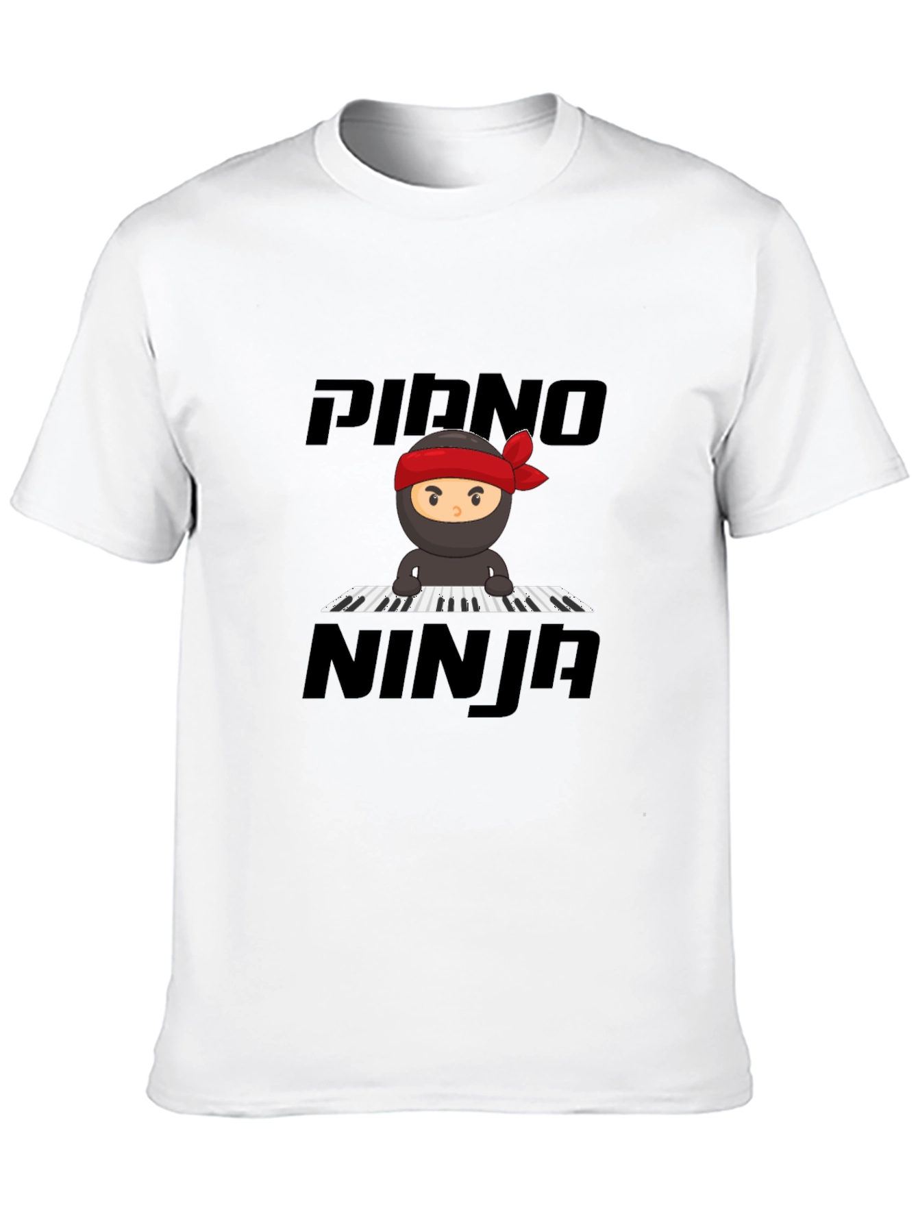 Piano Ninja Graphic Tee - Black Cotton T-Shirt