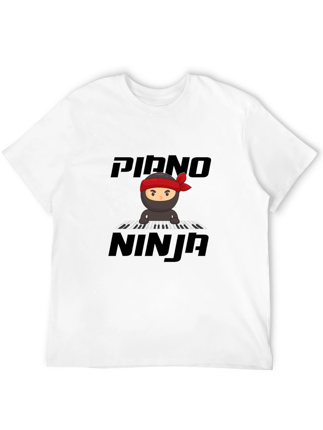 Piano Ninja Graphic Tee - Black Cotton T-Shirt