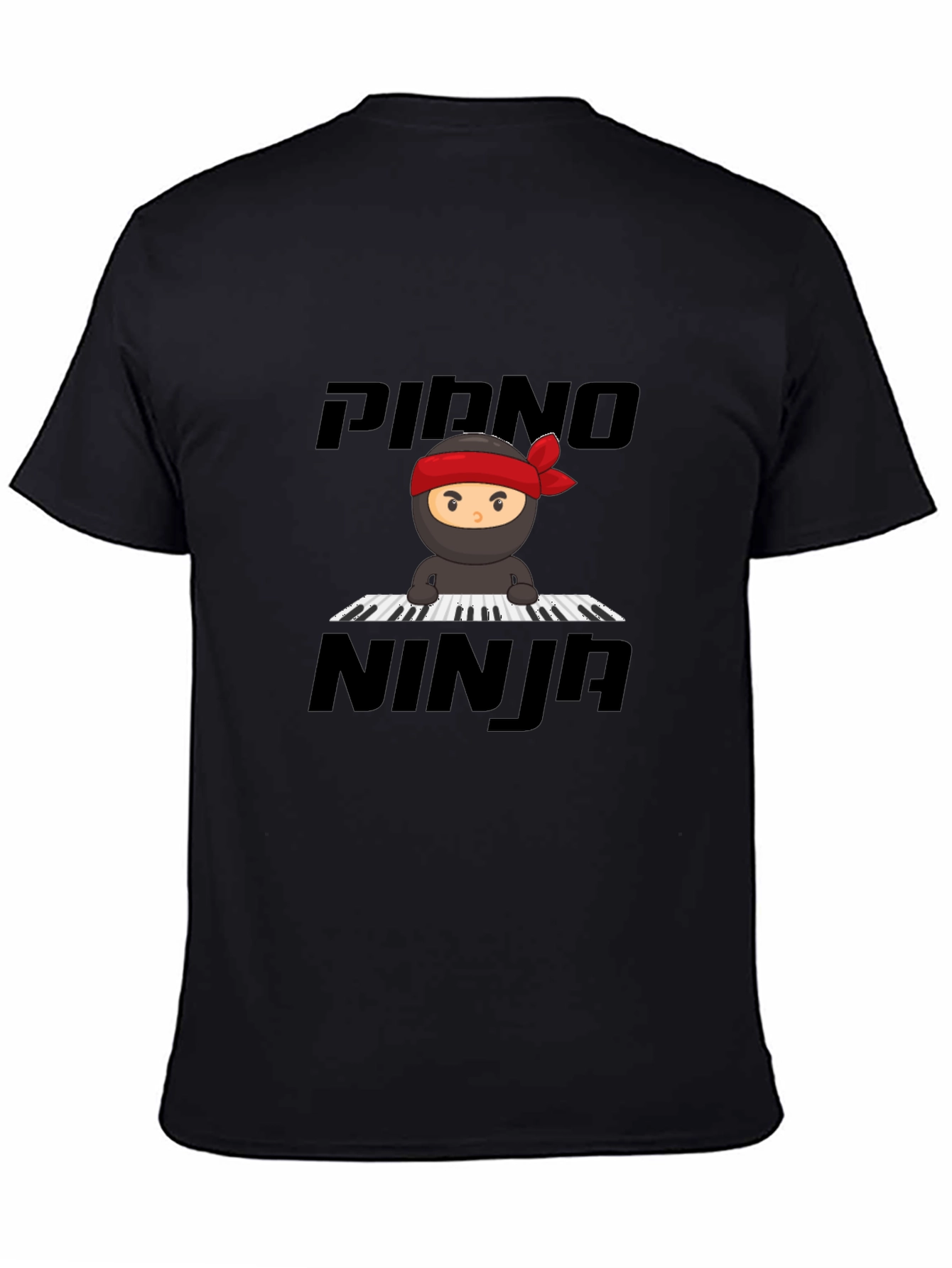 Piano Ninja Graphic Tee - Black Cotton T-Shirt