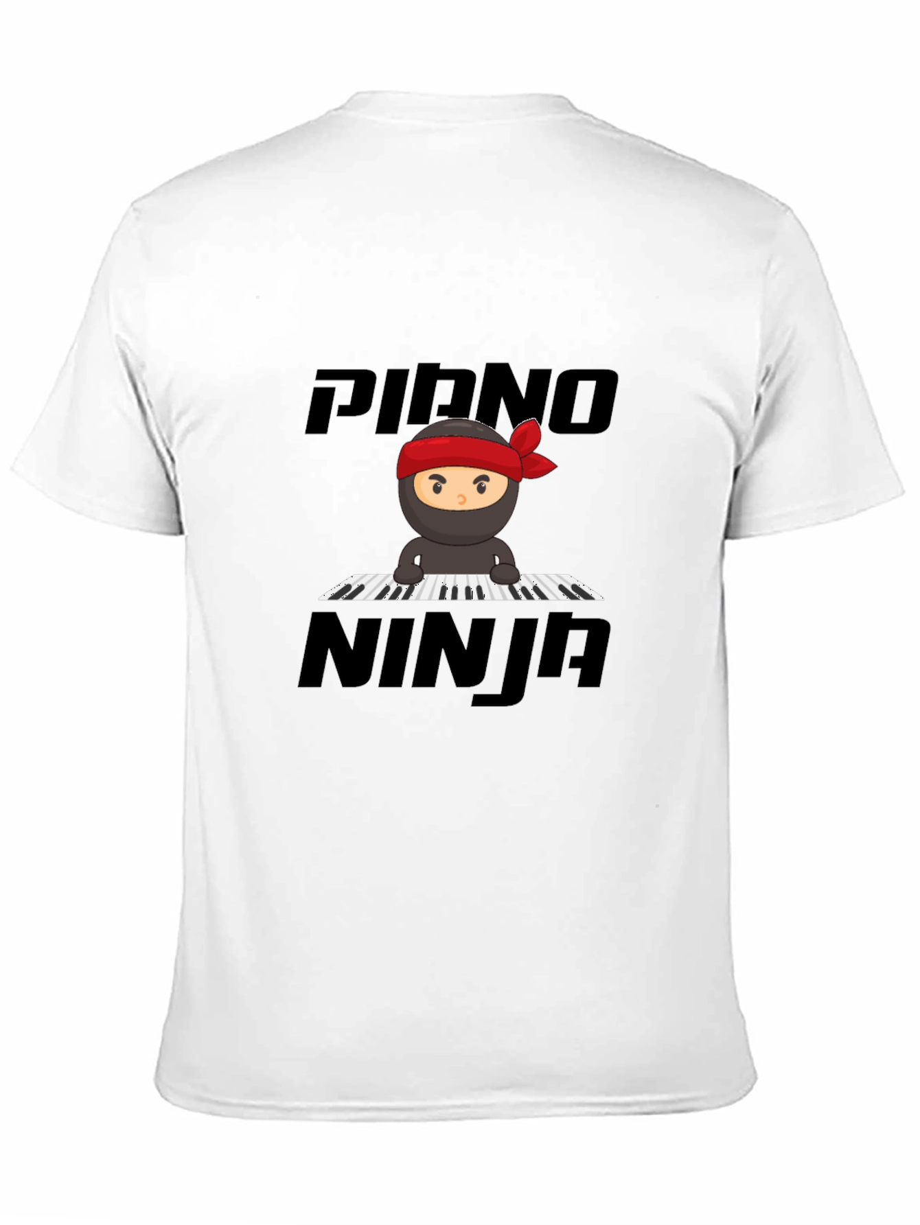 Piano Ninja Graphic Tee - Black Cotton T-Shirt