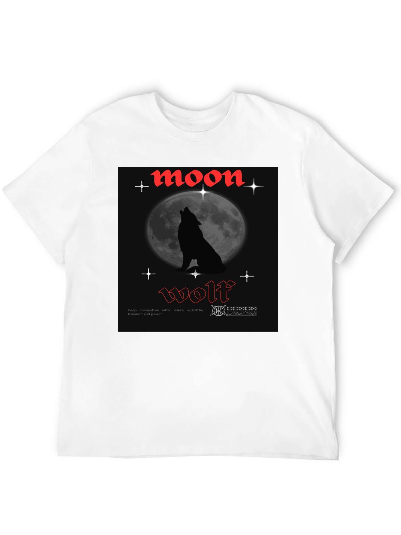 Moon Wolf Graphic Tee - Black Cotton T-Shirt