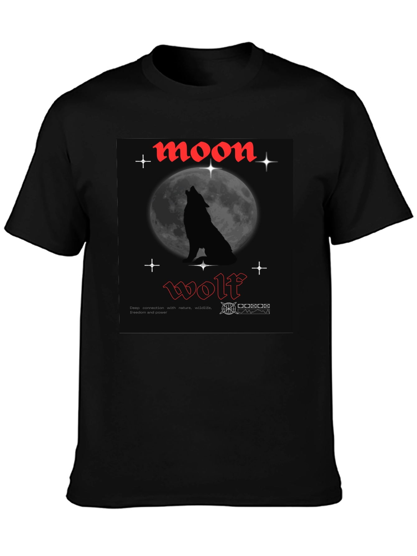 Moon Wolf Graphic Tee - Black Cotton T-Shirt