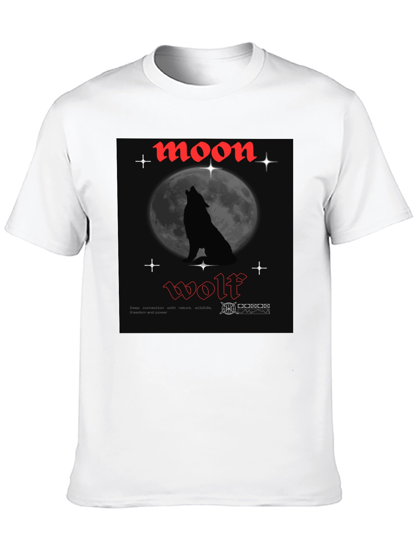 Moon Wolf Graphic Tee - Black Cotton T-Shirt