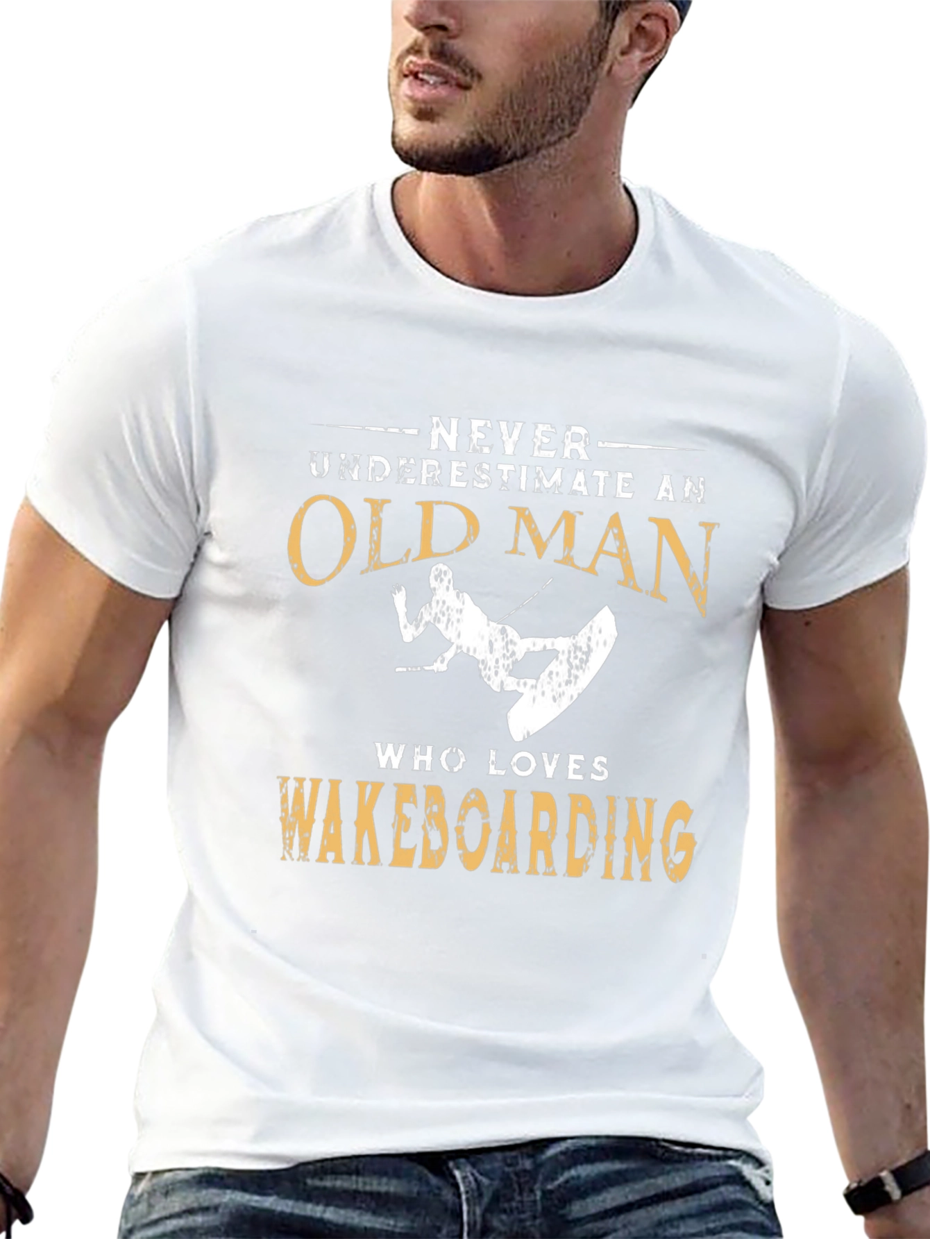 Never Underestimate Old Man Wakeboarding T-Shirt