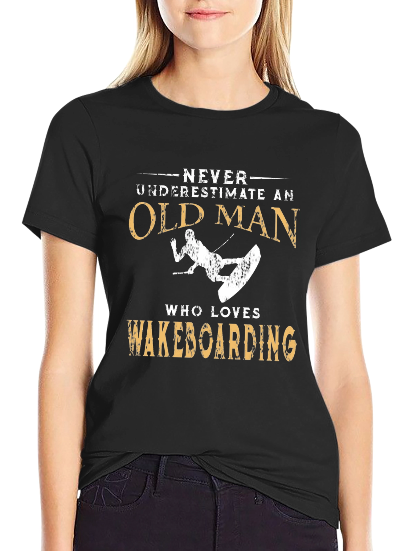 Never Underestimate Old Man Wakeboarding T-Shirt