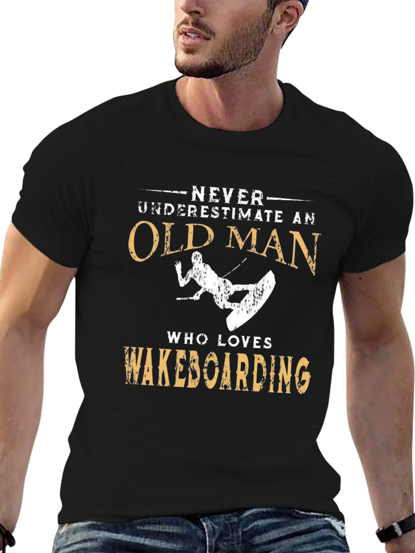 Never Underestimate Old Man Wakeboarding T-Shirt