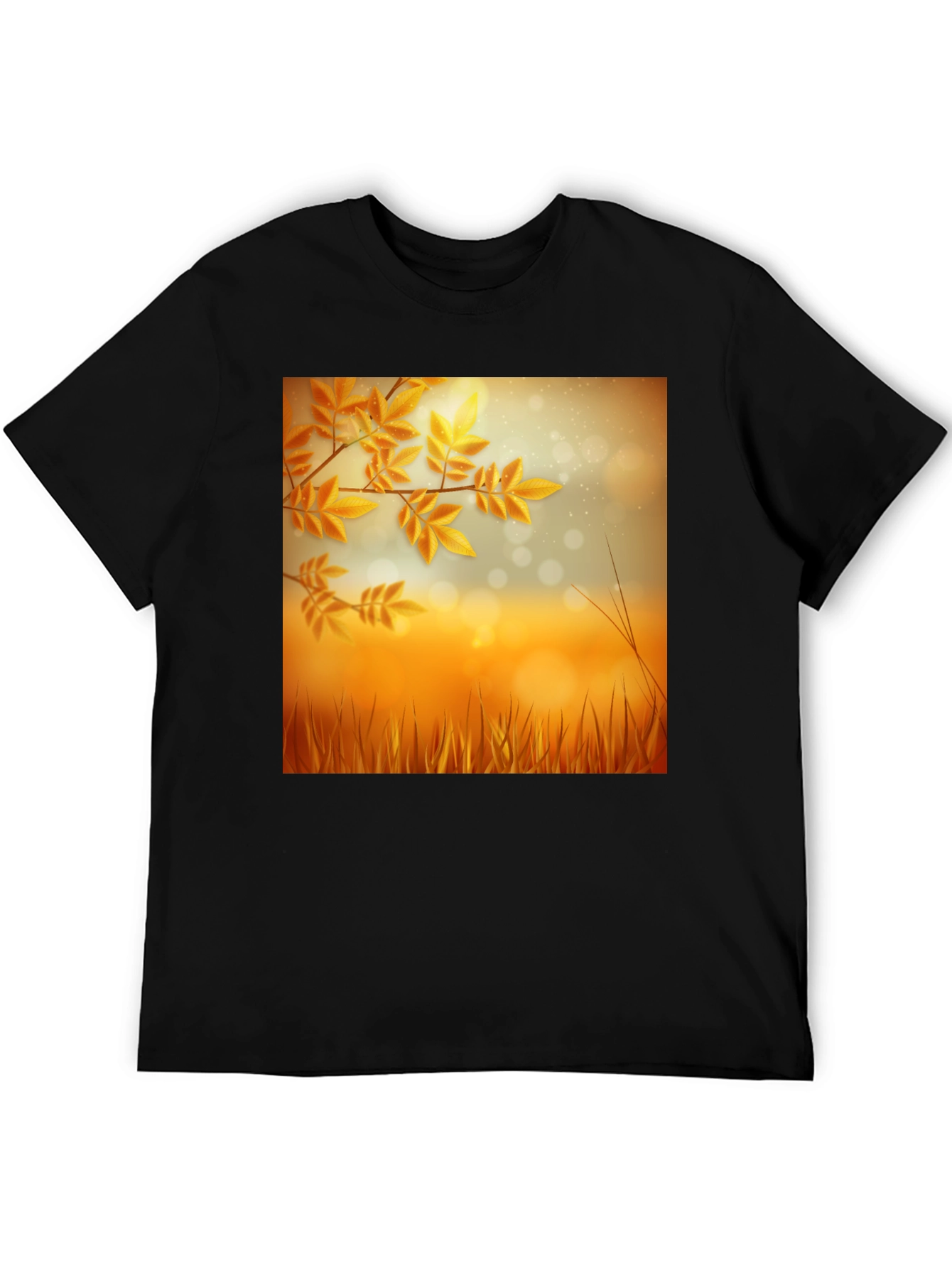 Autumn Leaves Graphic Black T-Shirt