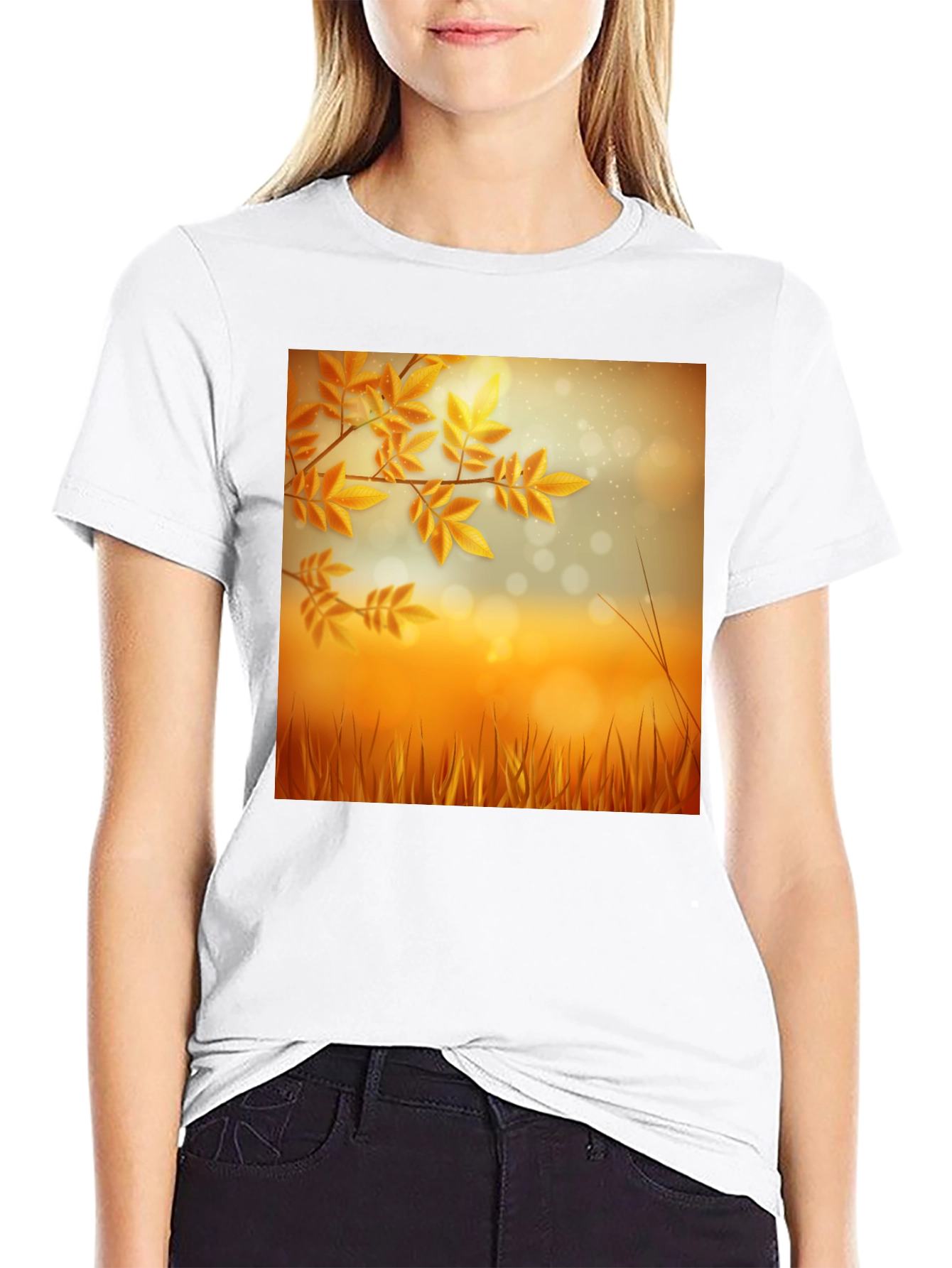 Autumn Leaves Graphic Black T-Shirt