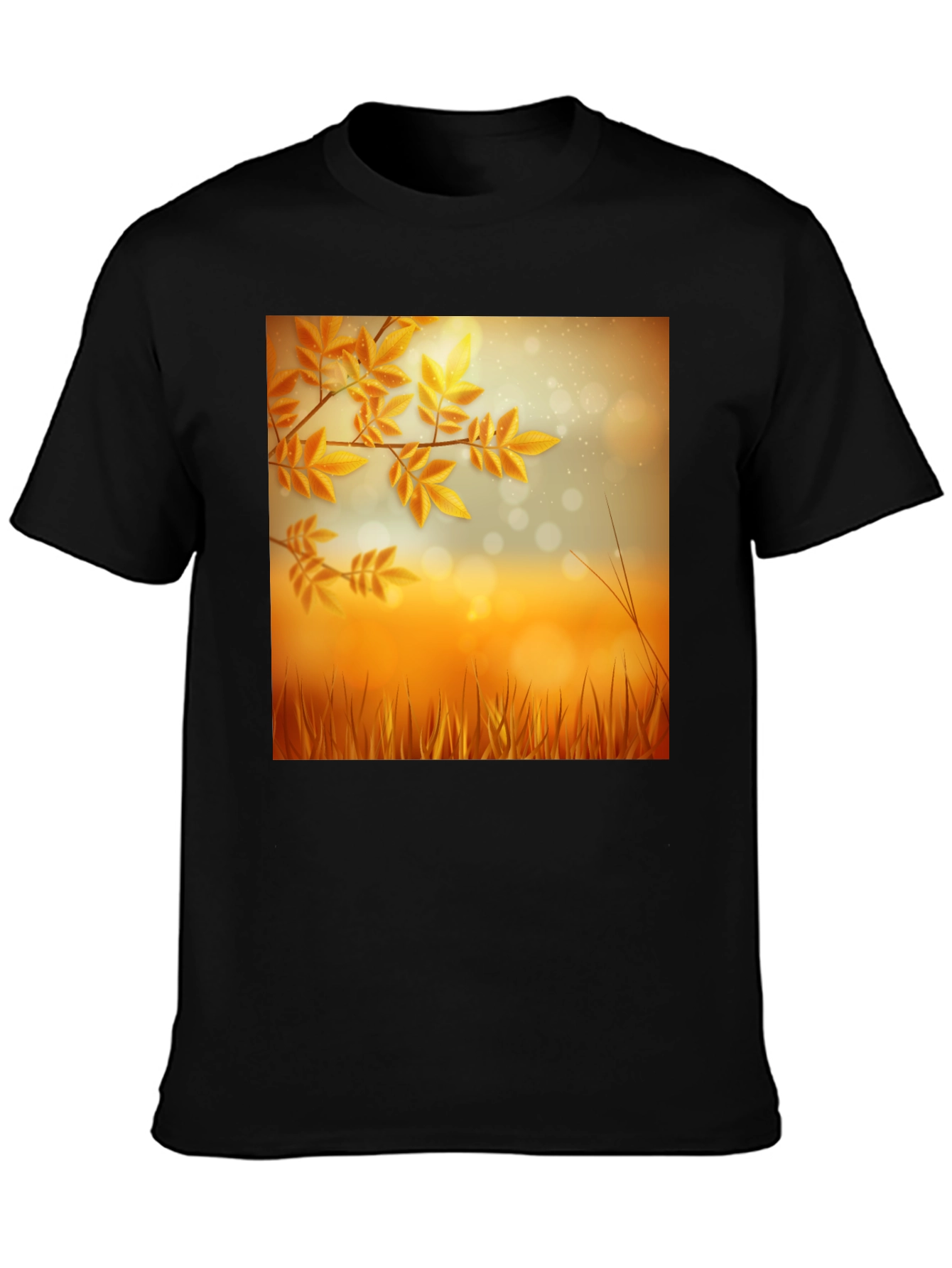 Autumn Leaves Graphic Black T-Shirt