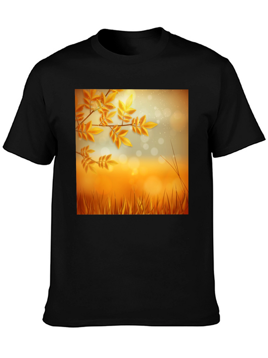 Autumn Leaves Graphic Black T-Shirt