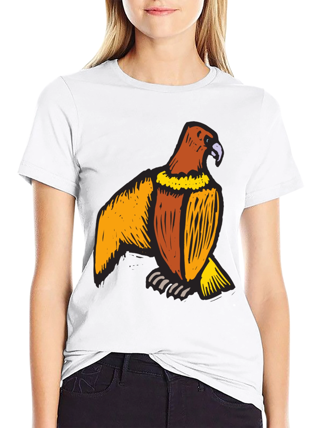 Mens Black T-Shirt with Eagle Print