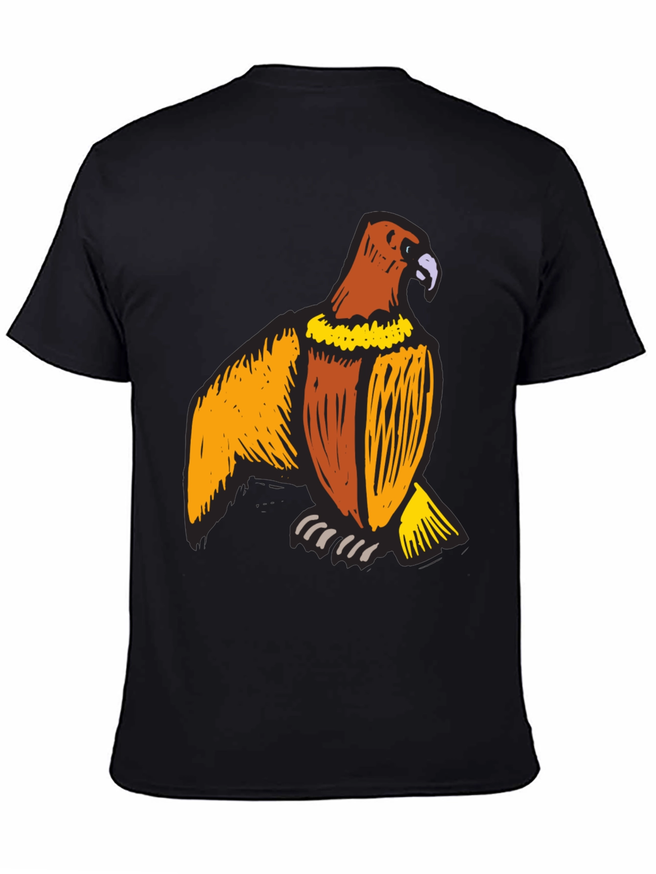 Mens Black T-Shirt with Eagle Print