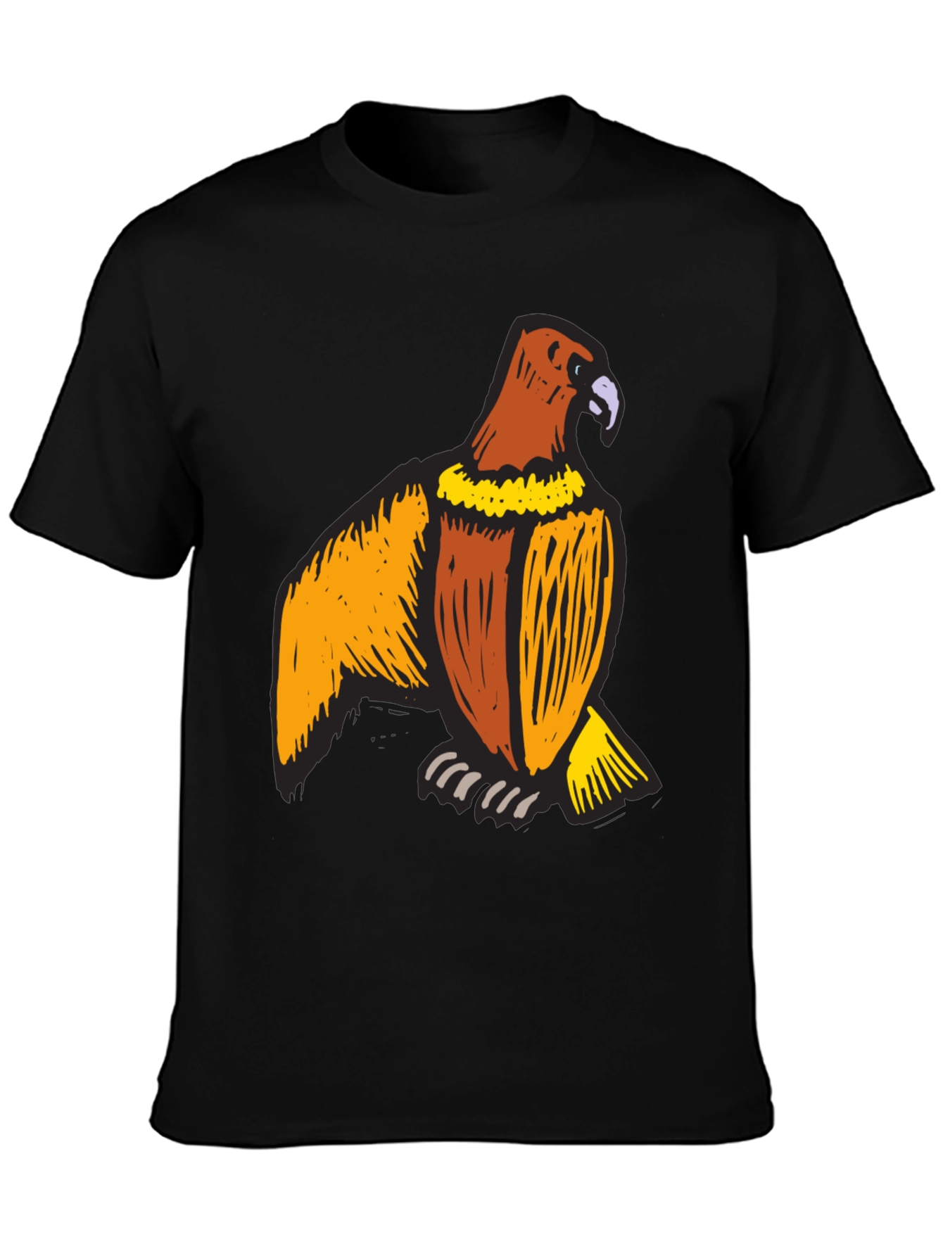 Mens Black T-Shirt with Eagle Print