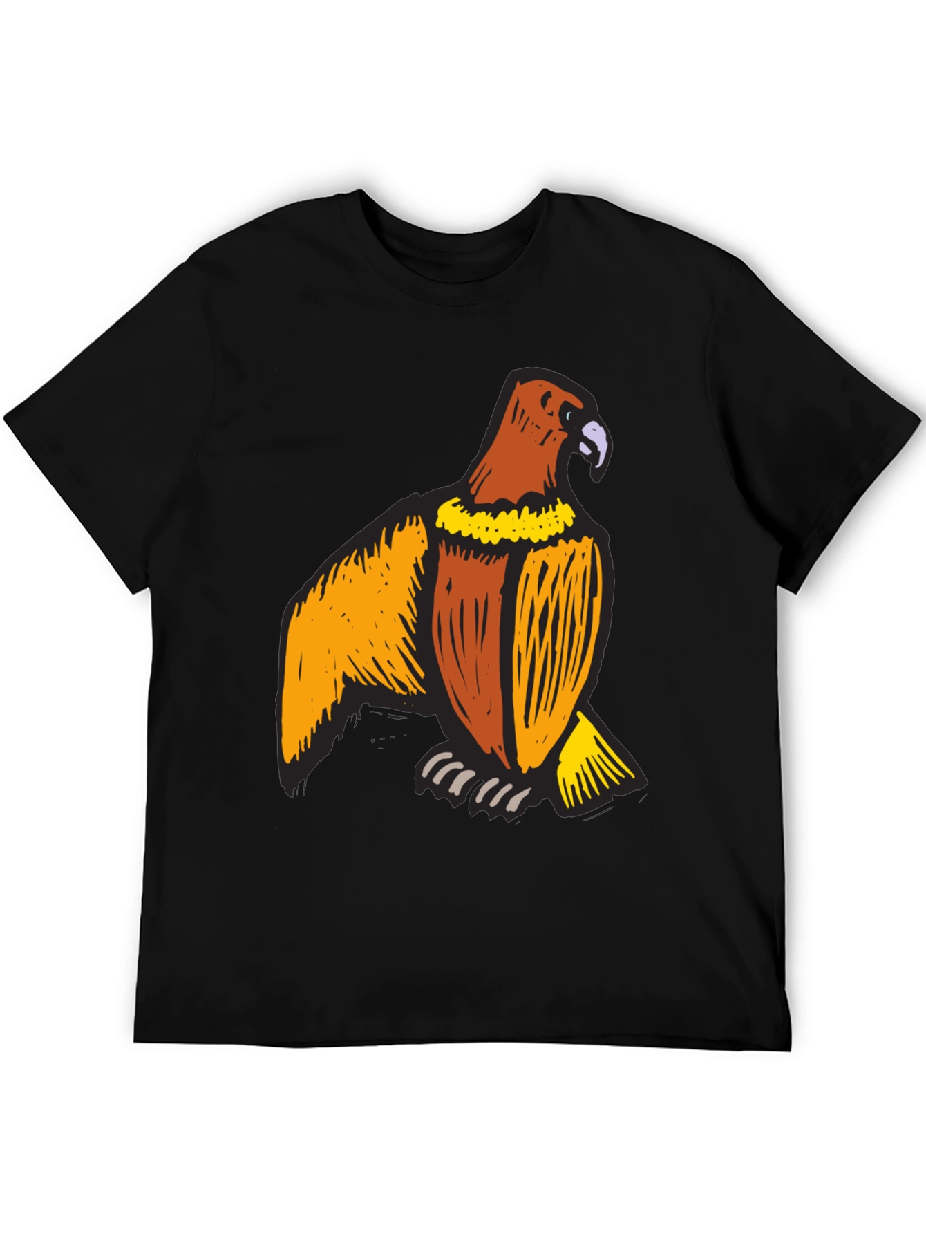 Mens Black T-Shirt with Eagle Print