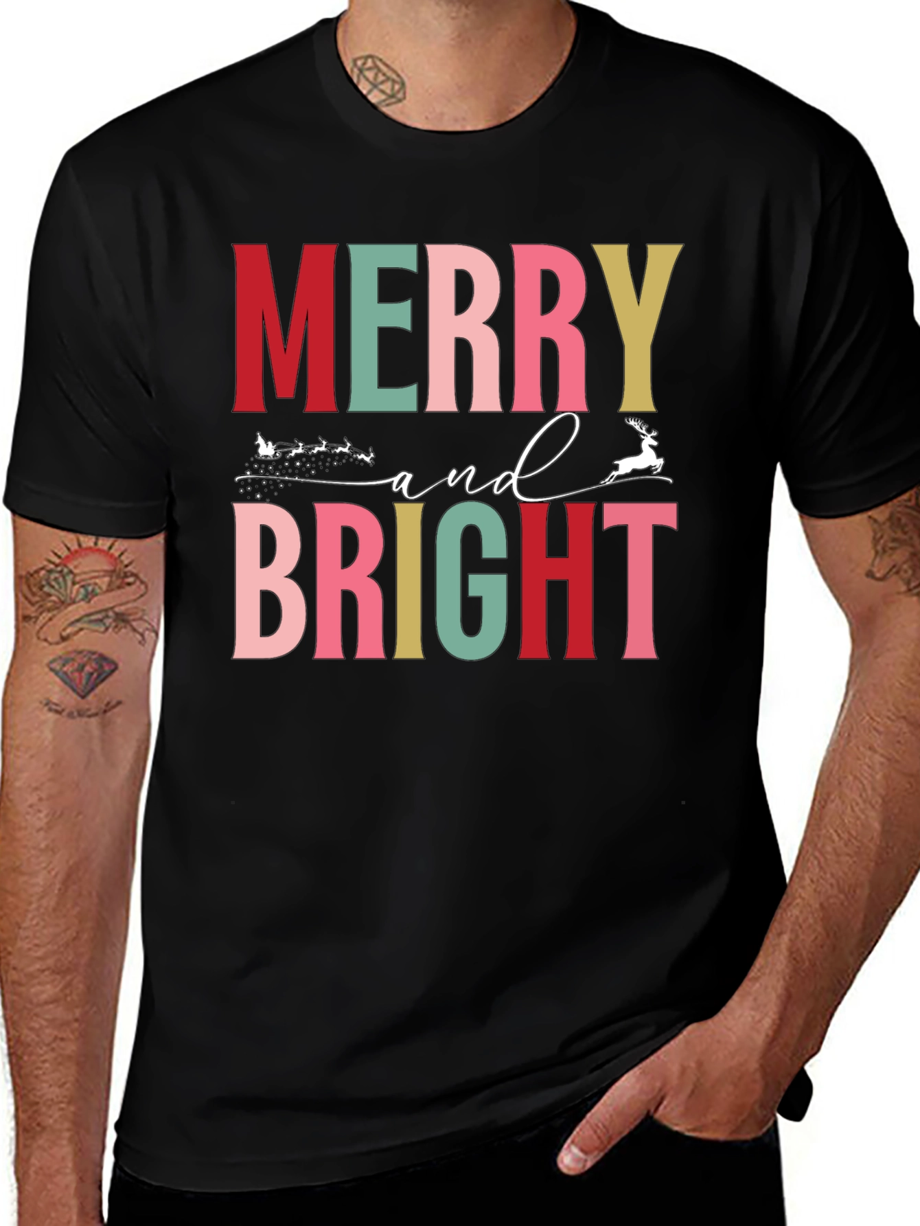 Merry and Bright Christmas Graphic Tee
