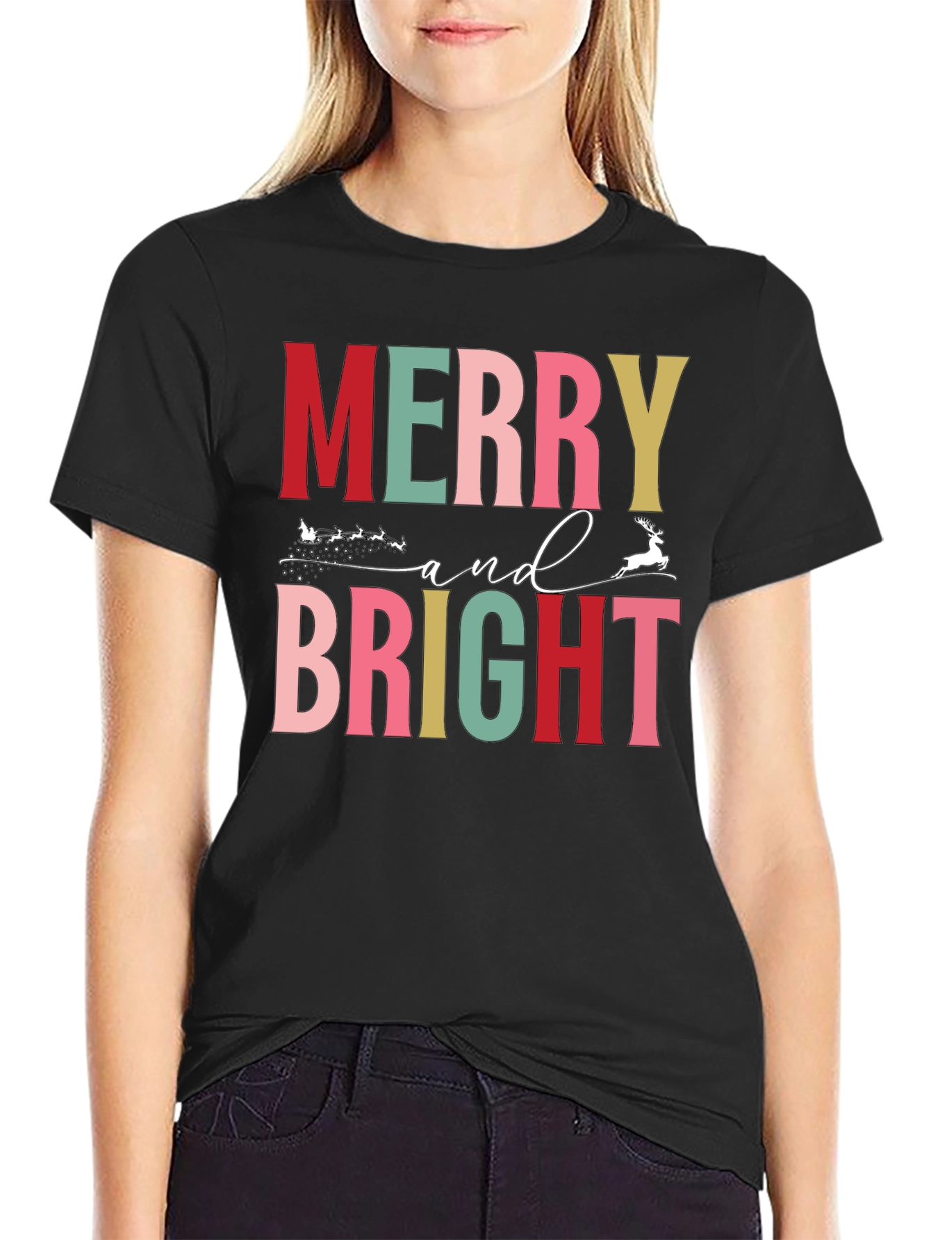 Merry and Bright Christmas Graphic Tee
