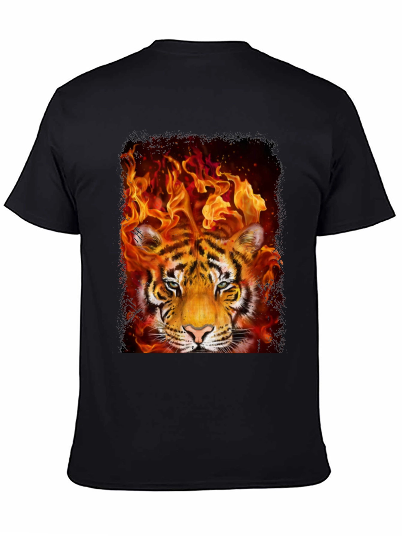 Flaming Tiger Graphic Tee - Bold Mens T-Shirt