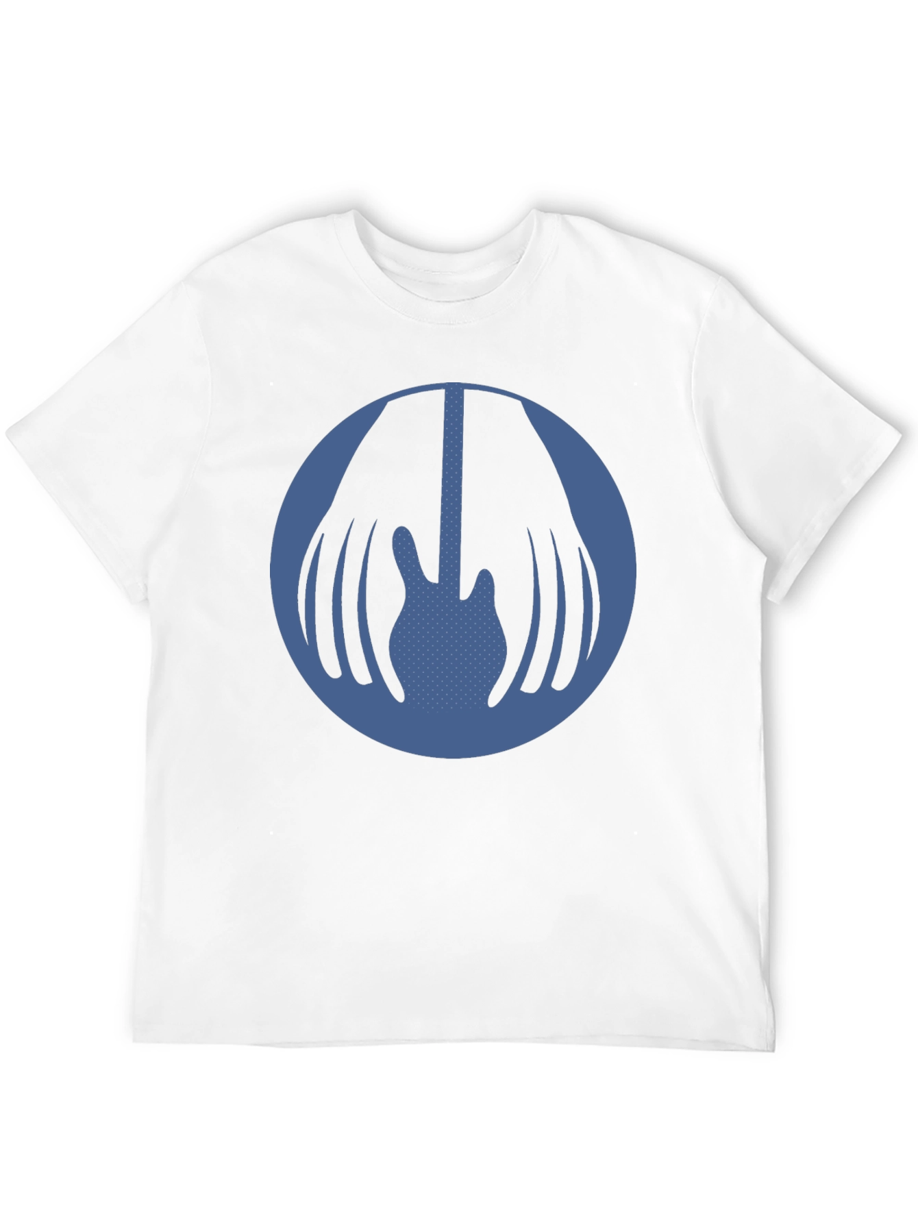 Blue Guitar Circle Graphic Black T-Shirt