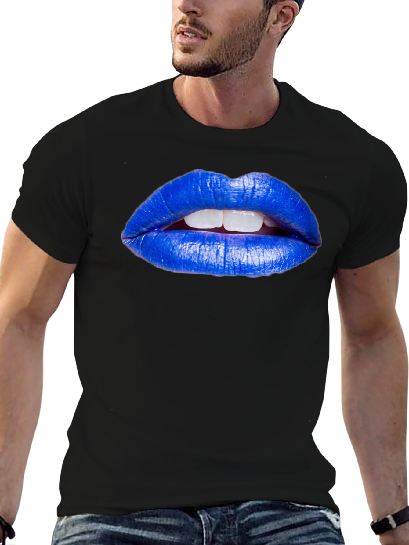 Blue Lips Graphic Tee - Unique Fashion Statement