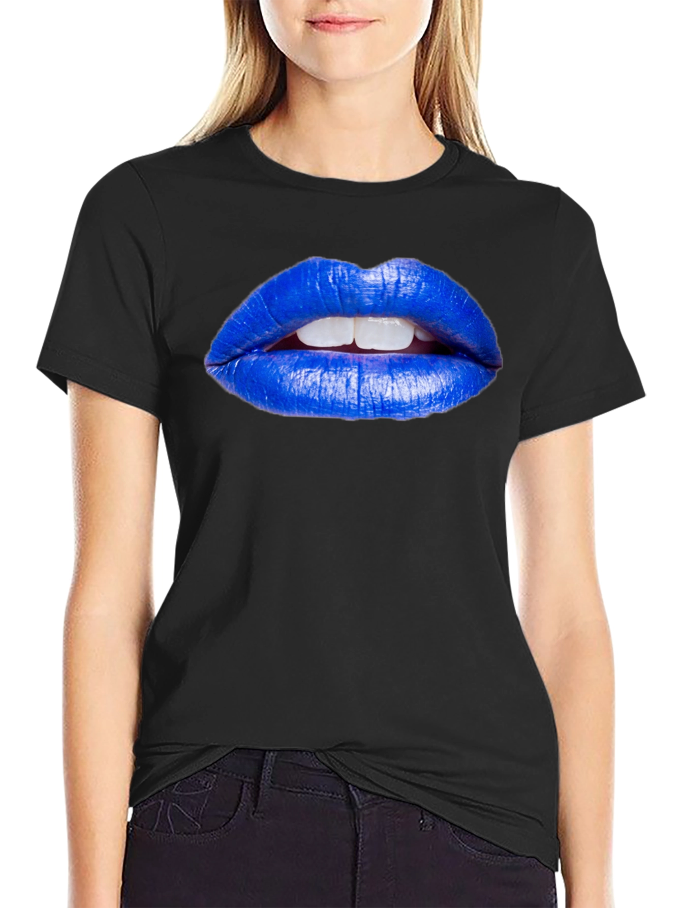 Blue Lips Graphic Tee - Unique Fashion Statement