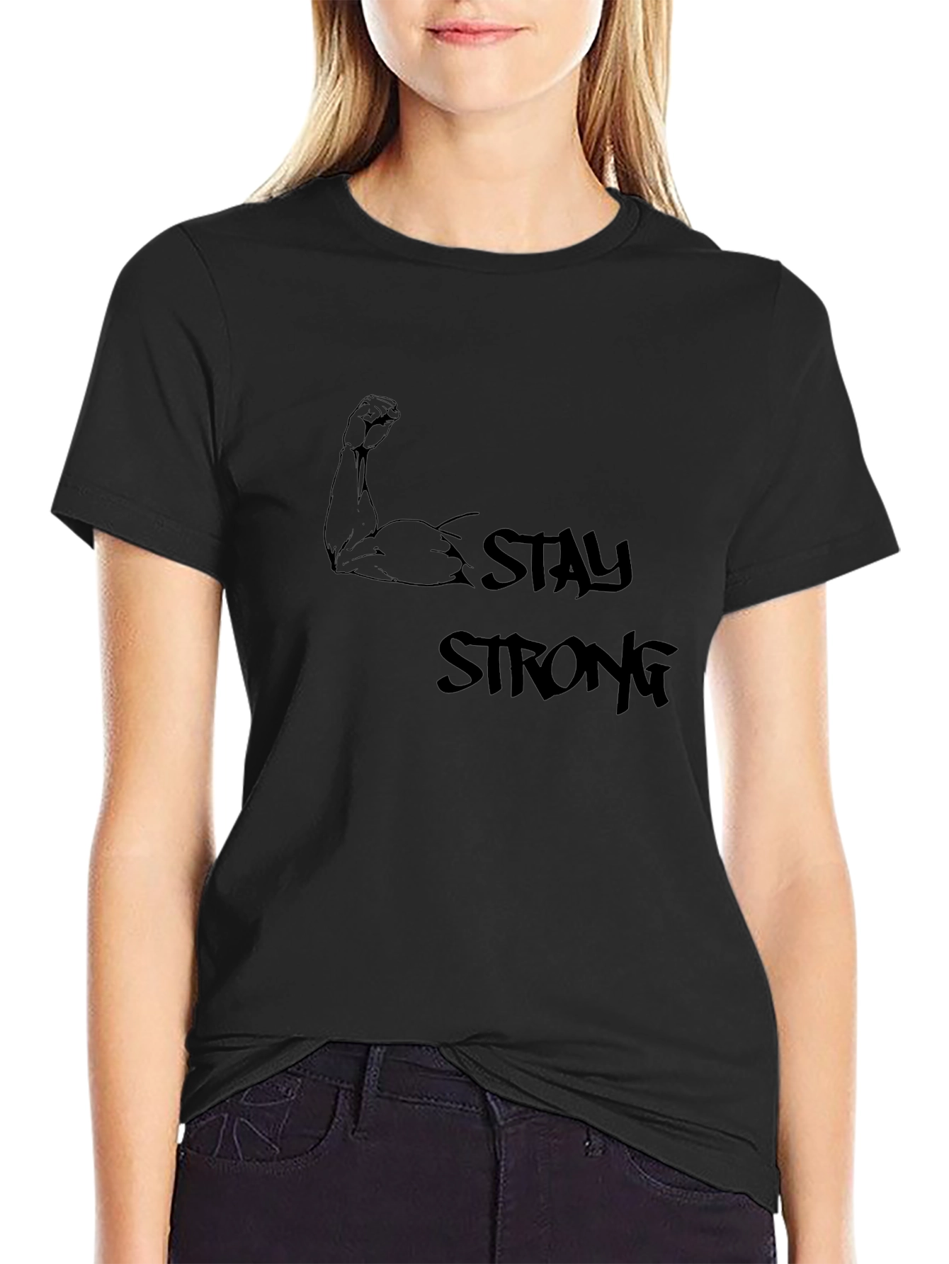 Stay Strong Black Graphic Tee