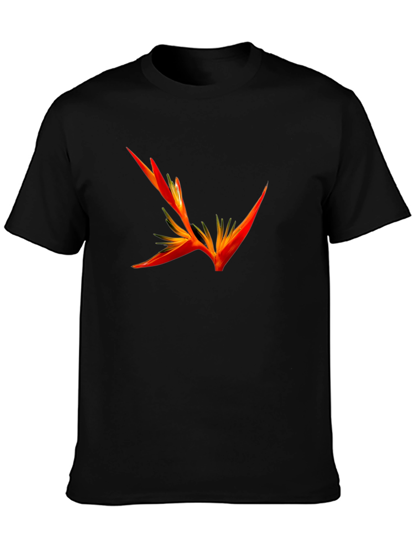 Exotic Floral Print Black T-Shirt