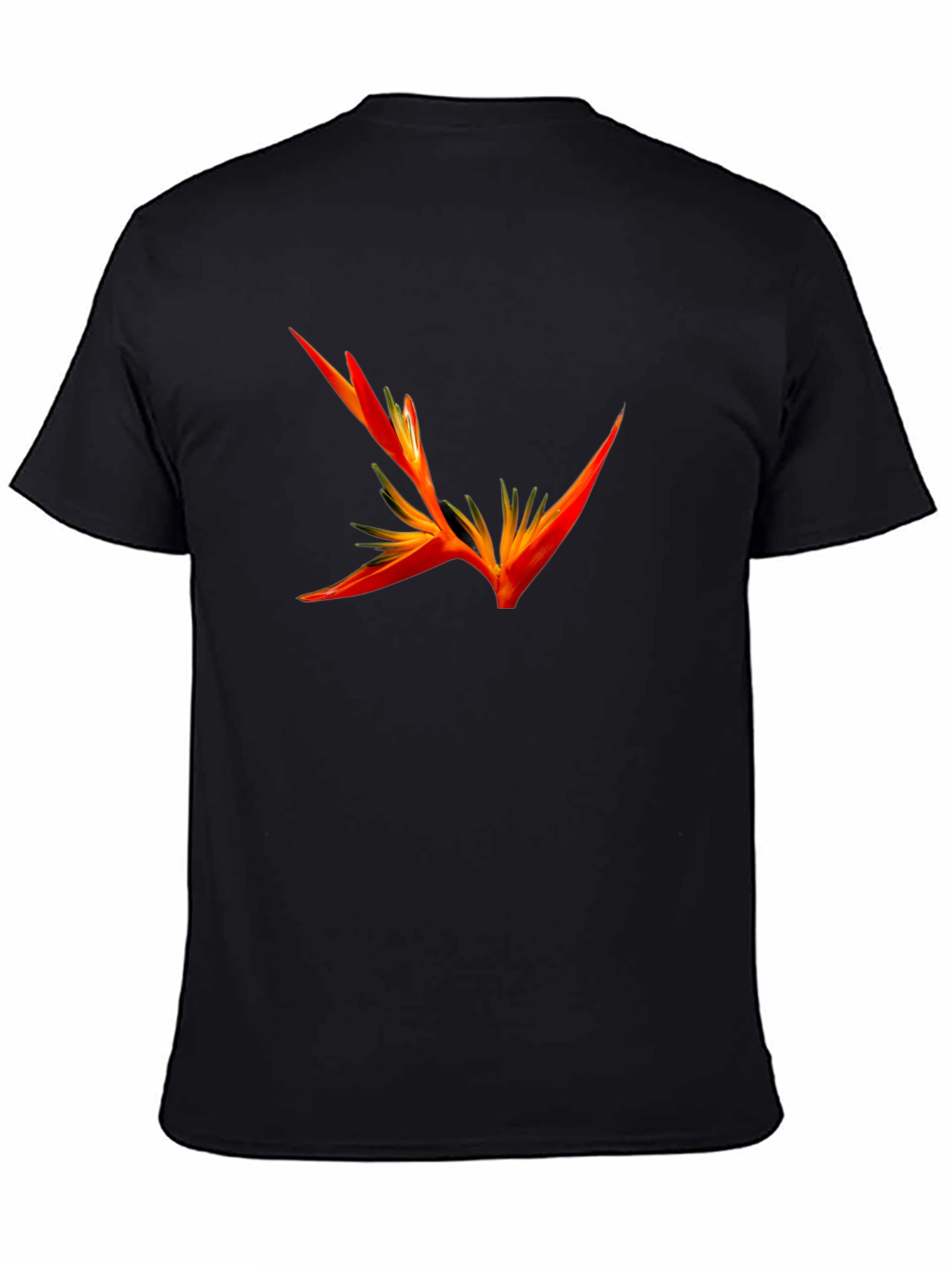 Exotic Floral Print Black T-Shirt