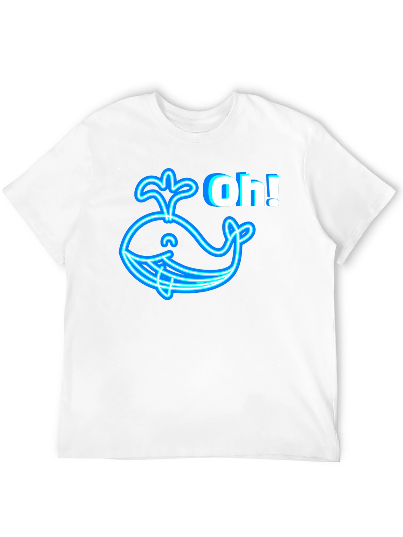Neon Whale Graphic T-Shirt - Black Cotton Tee