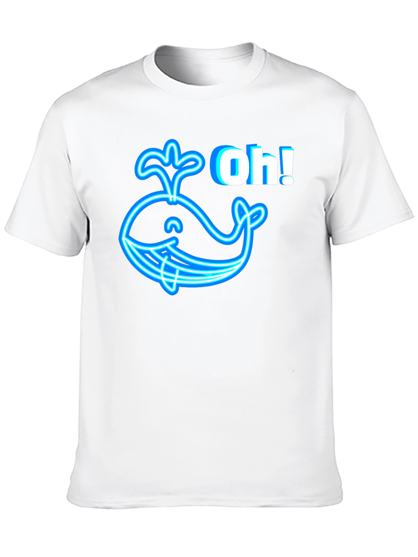 Neon Whale Graphic T-Shirt - Black Cotton Tee