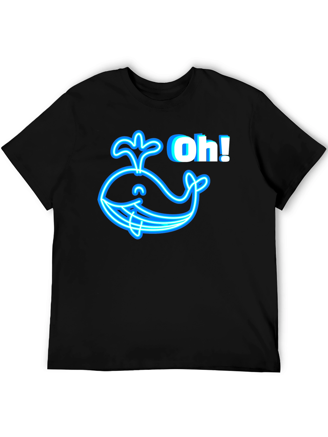 Neon Whale Graphic T-Shirt - Black Cotton Tee