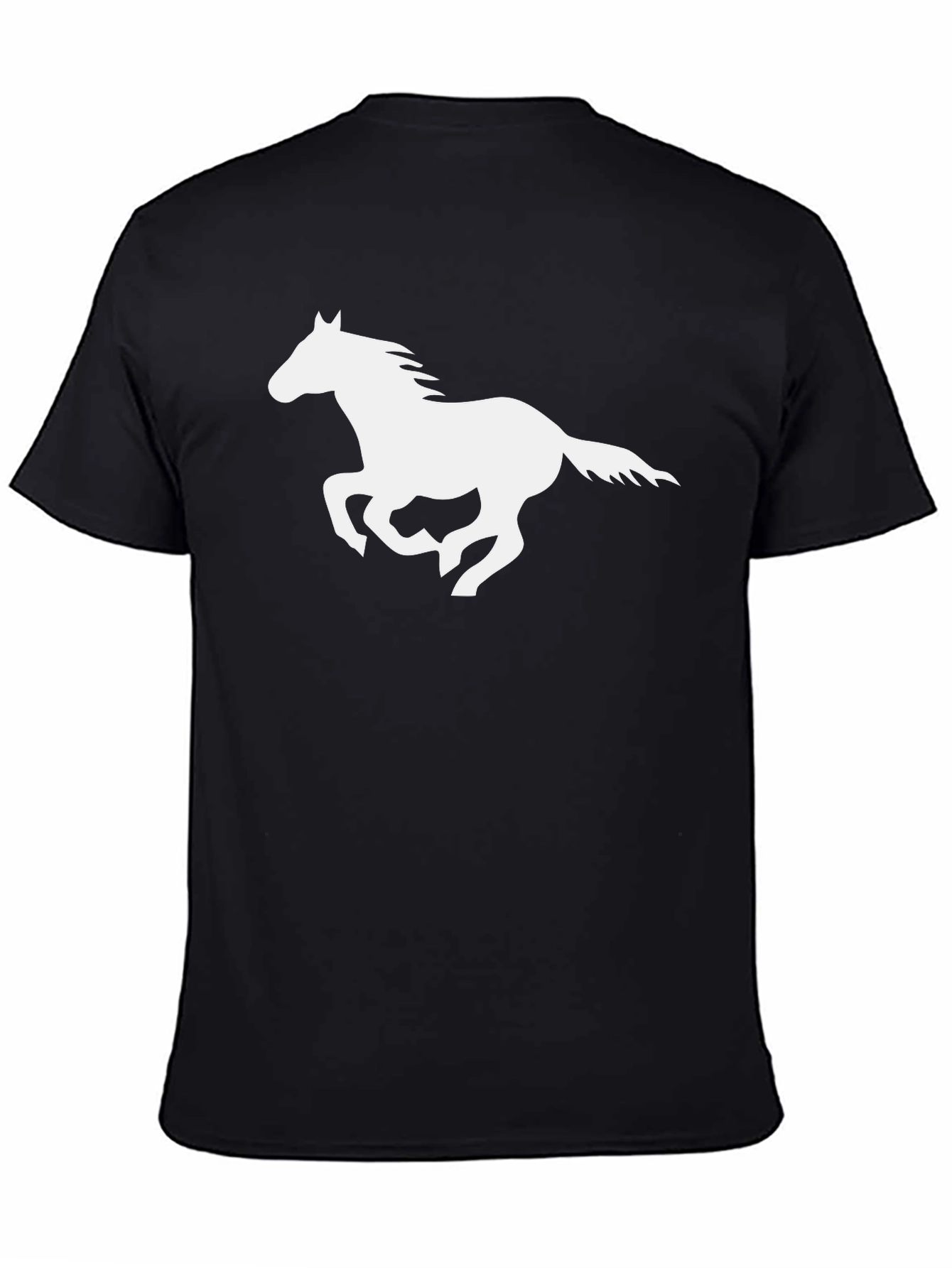 Black T-Shirt with White Horse Graphic