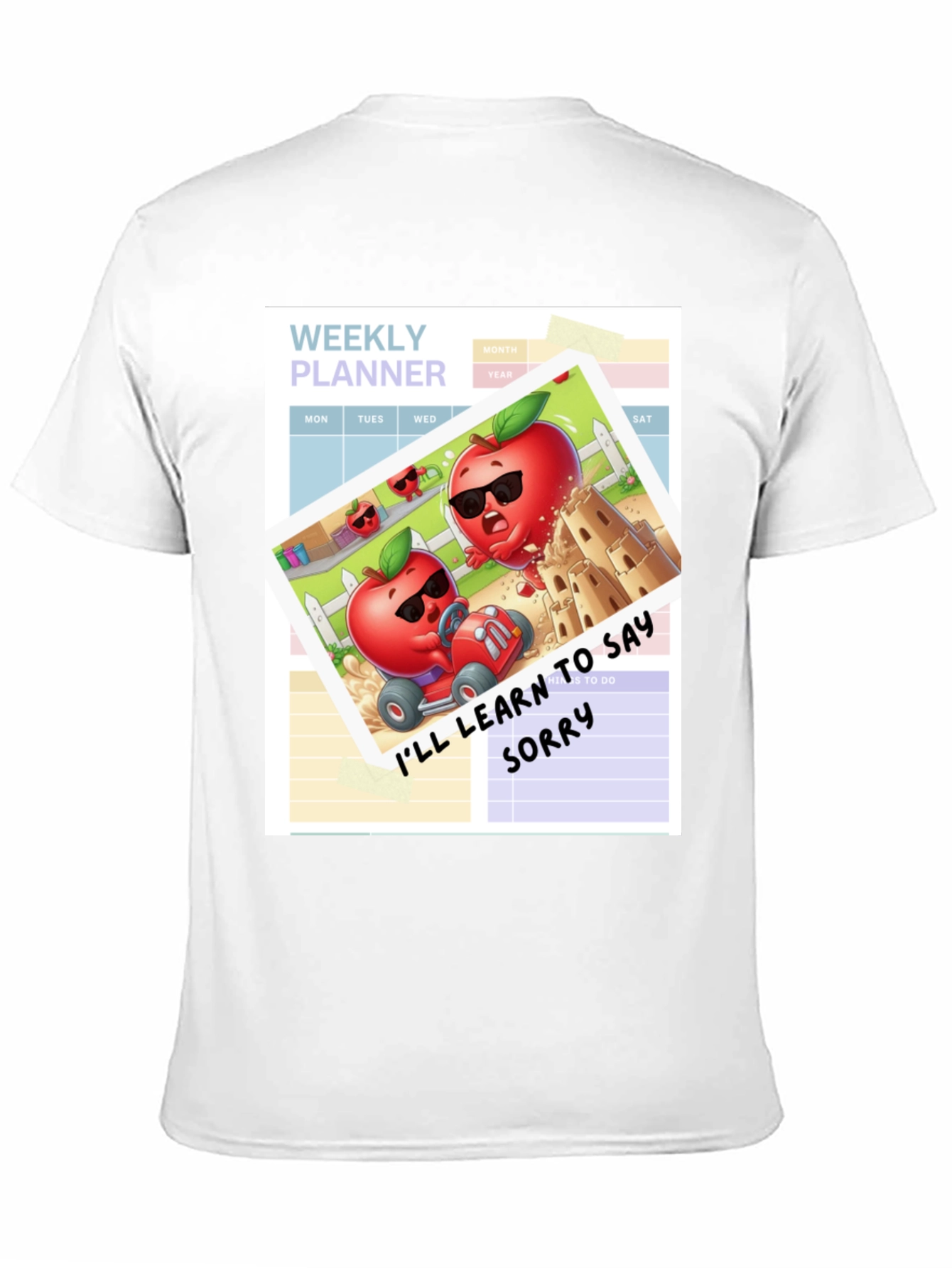 Funny Apple Cartoon Weekly Planner T-Shirt
