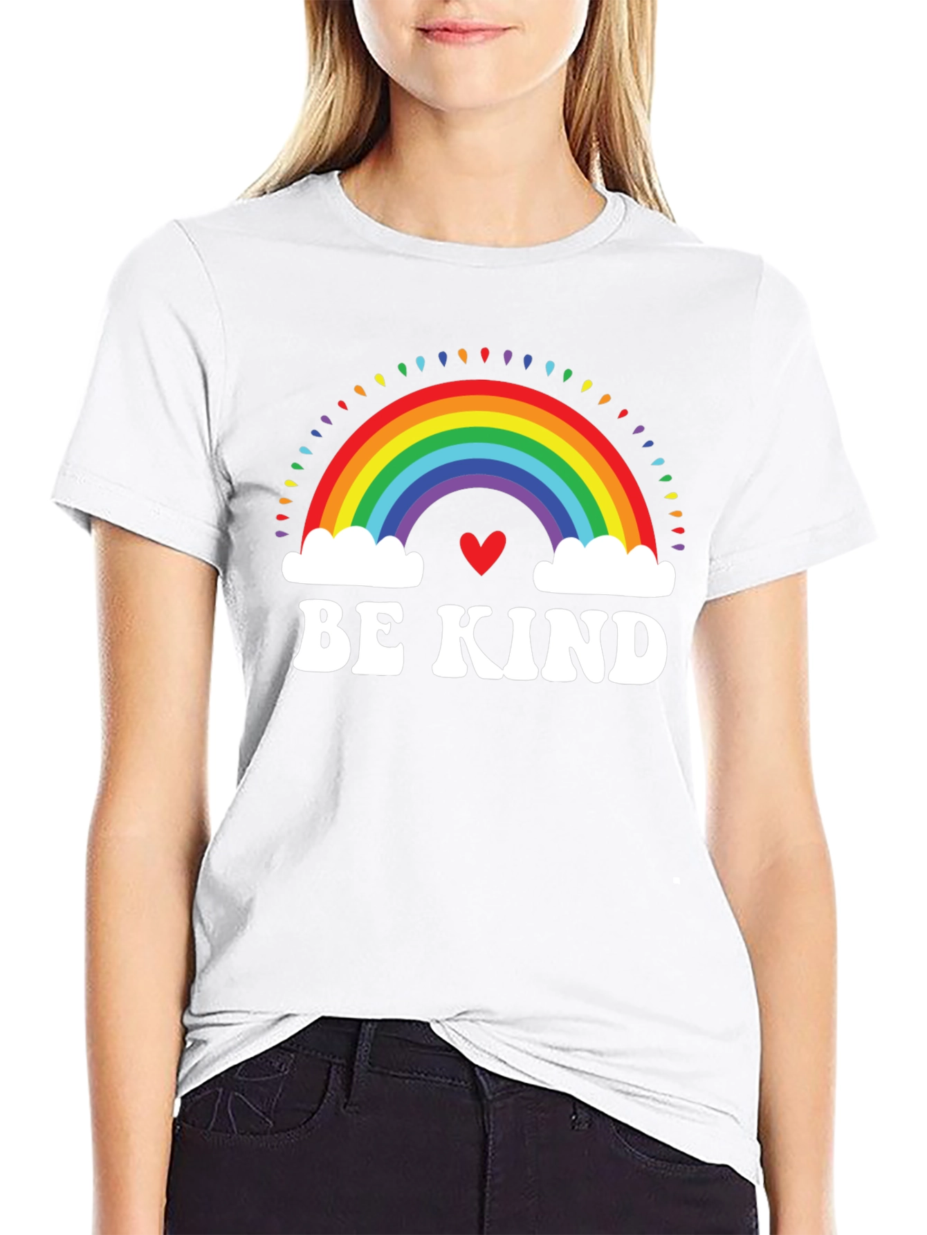Be Kind Rainbow Heart Graphic Tee
