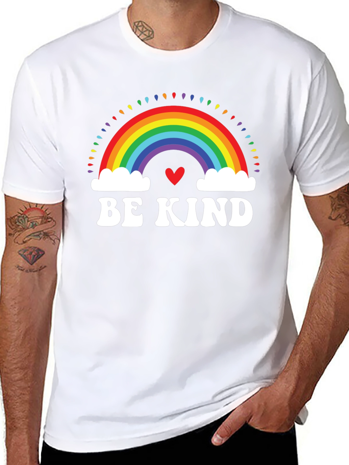 Be Kind Rainbow Heart Graphic Tee