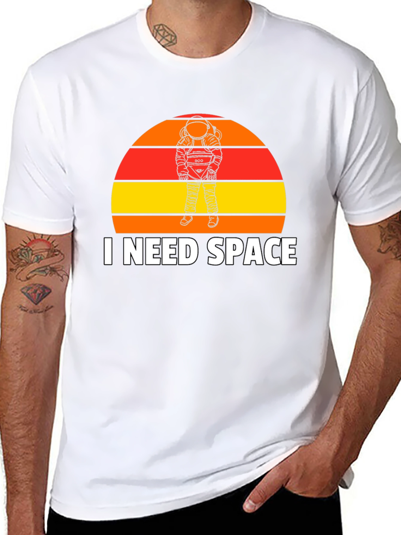 I Need Space T-Shirt: Astronaut Sunset Graphic Tee