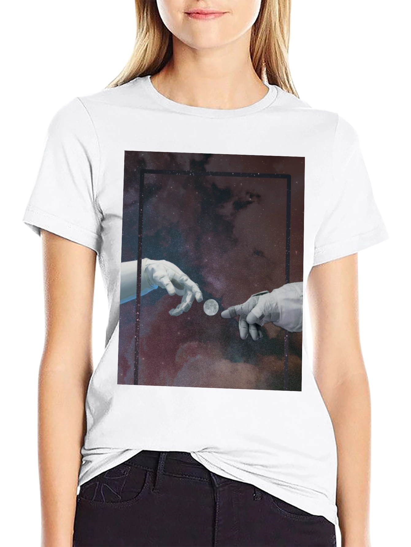 Cosmic Touch Graphic T-Shirt - Black