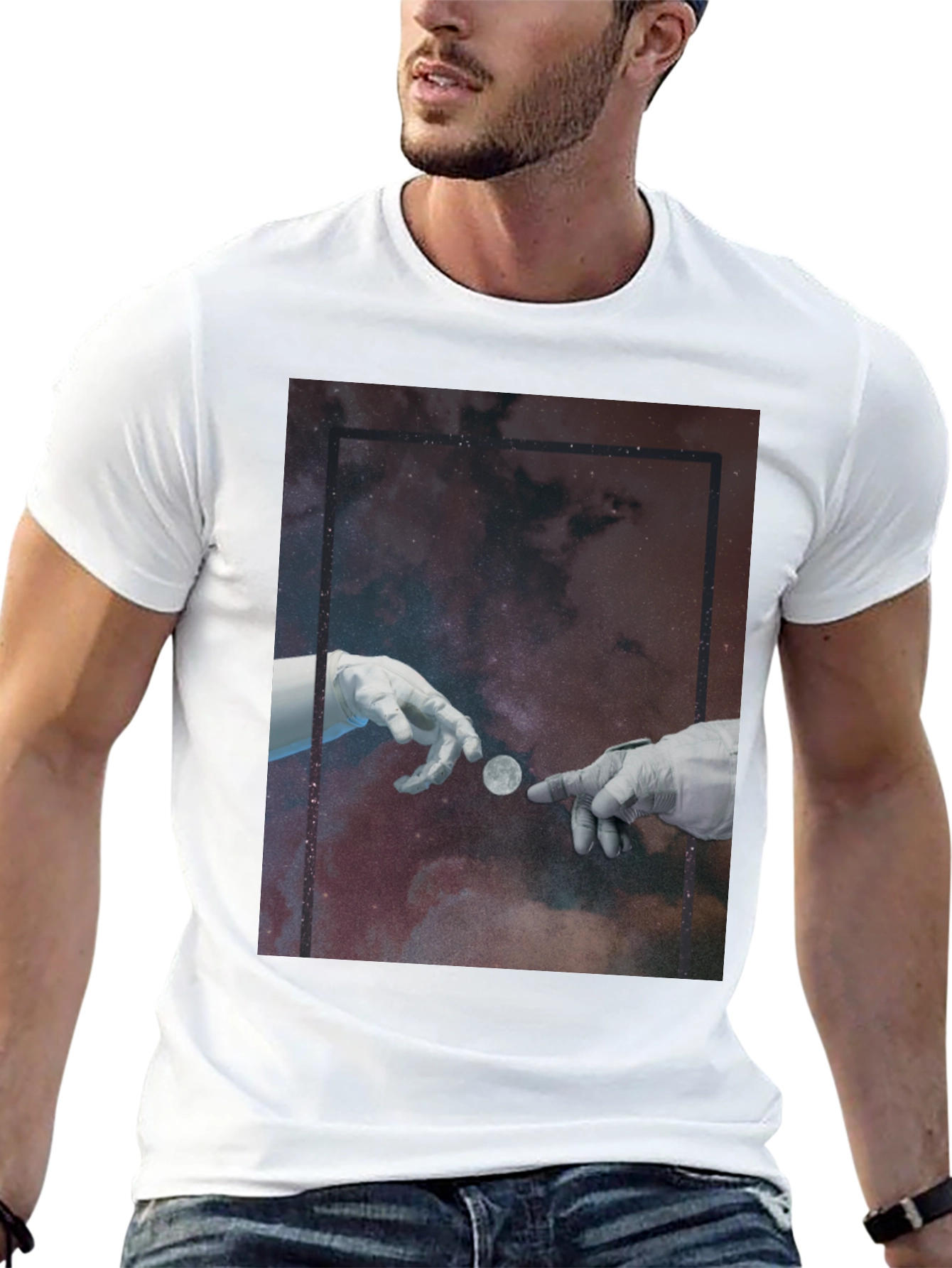 Cosmic Touch Graphic T-Shirt - Black