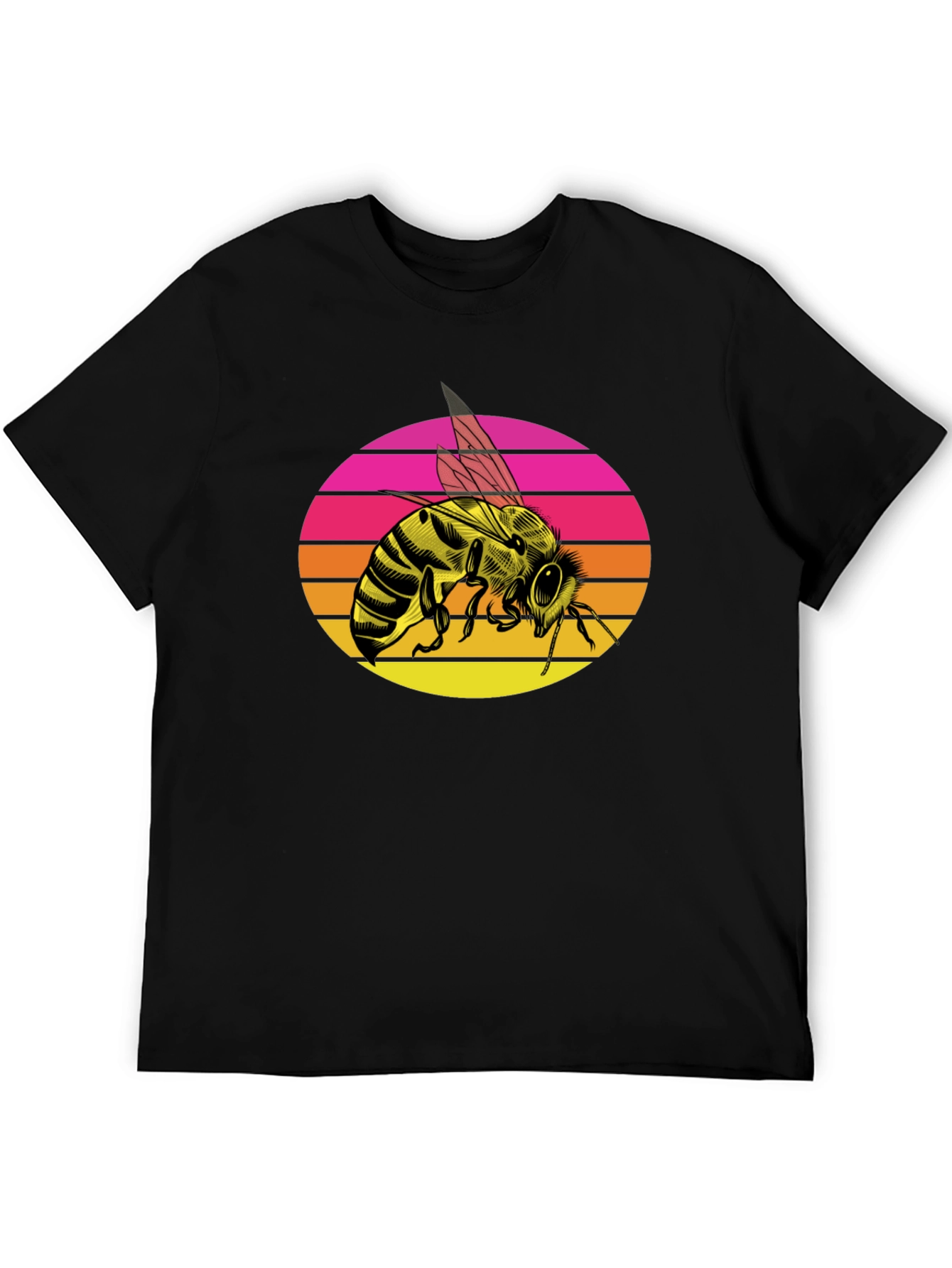 Sunset Bee Graphic Tee - Trendy Black T-Shirt