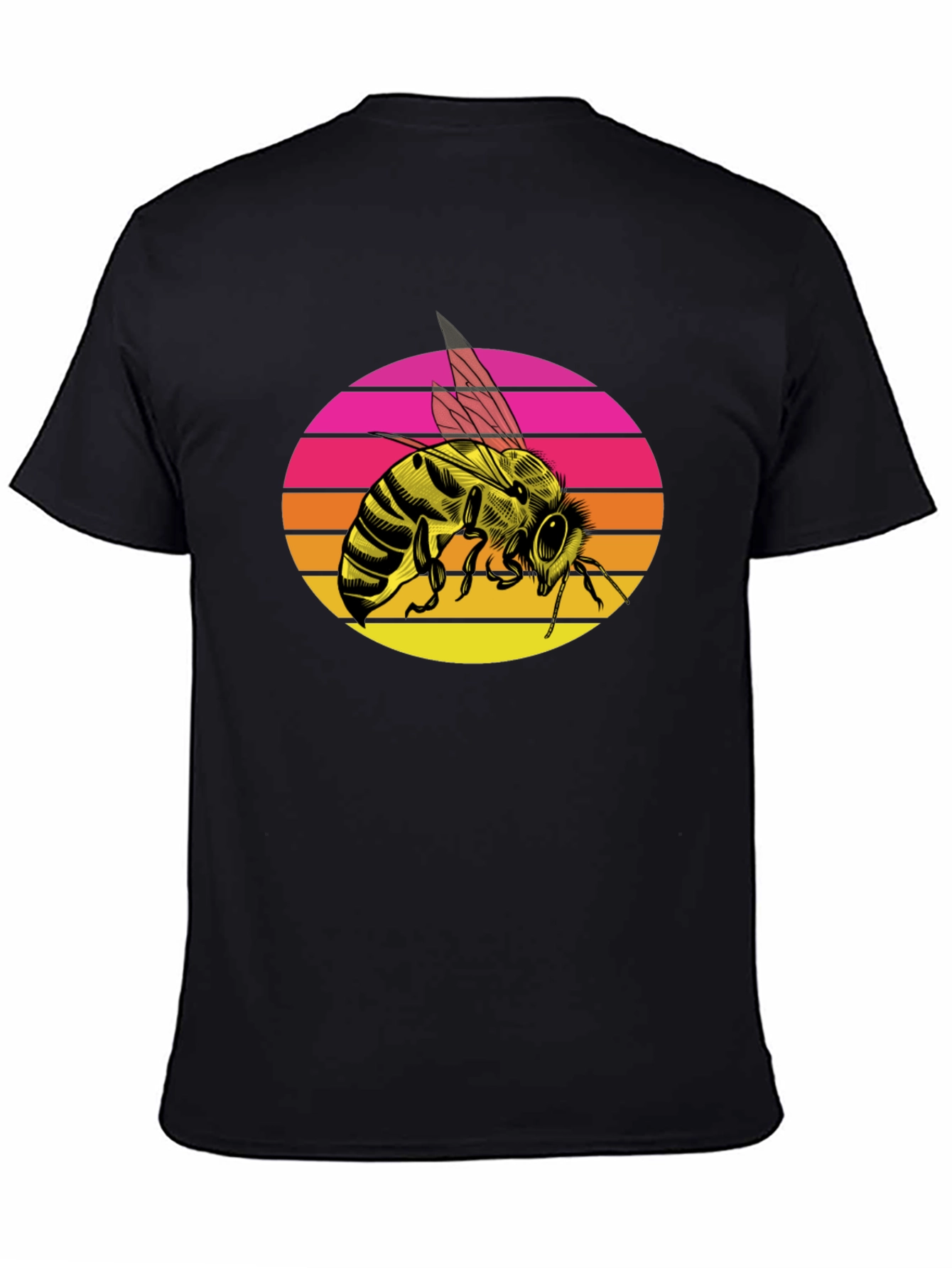 Sunset Bee Graphic Tee - Trendy Black T-Shirt